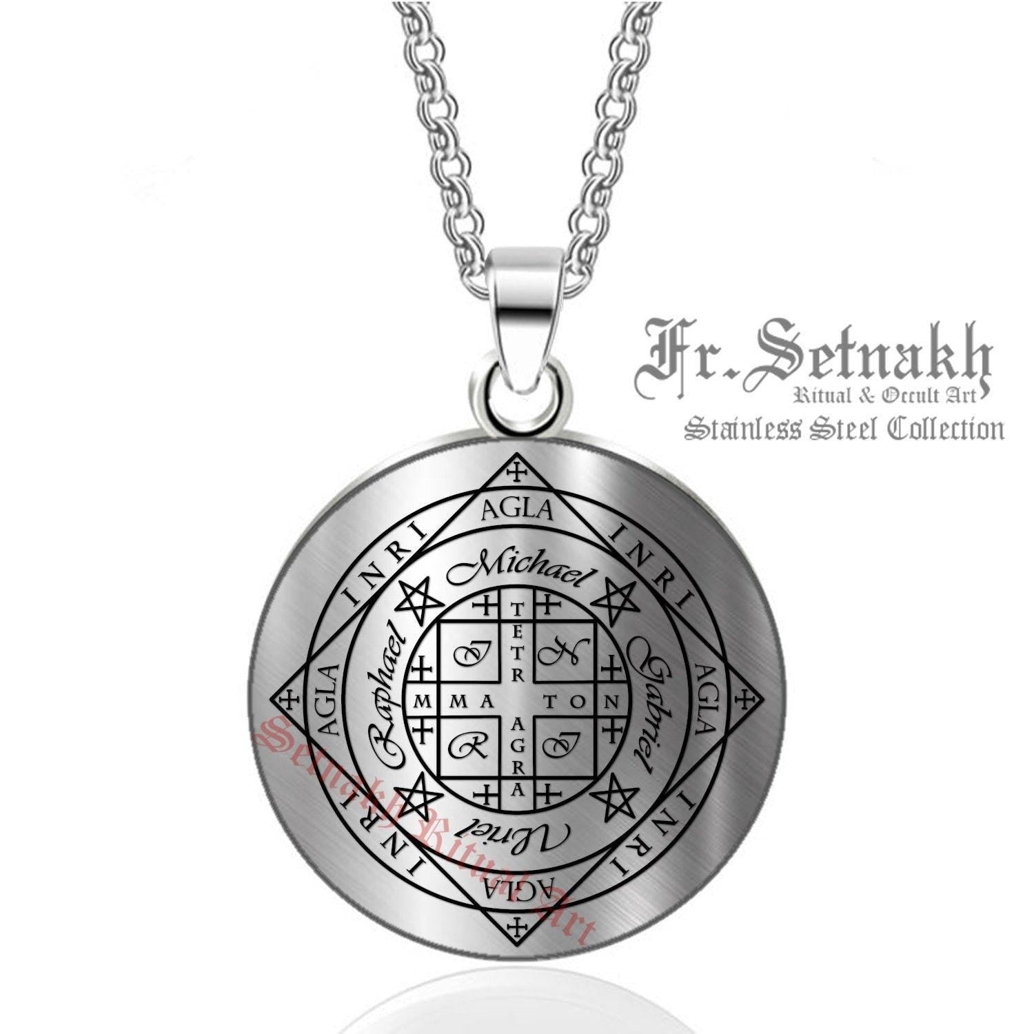 Archangels of Natural Elements seal stainless steel talisman, Angels necklace, Michael, Gabriel, Uriel, Raphael, protection, Adonai #CE3
