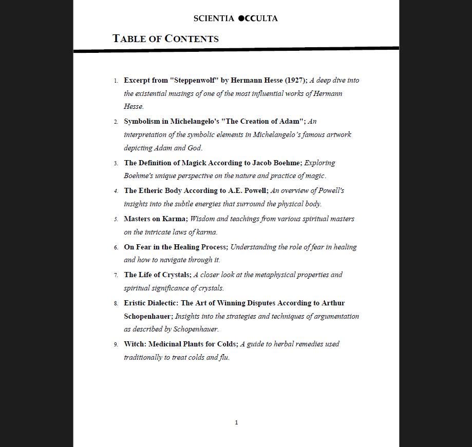 Esoteric Ezine by Frater Setnakh & Soror Vanarotha - Scientia Occulta: Explore Esoteric Knowledge - Support my work and get the pdf file #1
