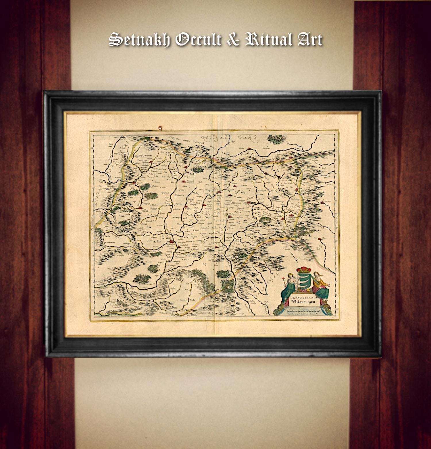 Transylvania Old Map Print – 1595 Antique Reproduction – Gothic Cartography on Handmade Paper or Canvas, Vampiric gift, Dracula Art #DM34