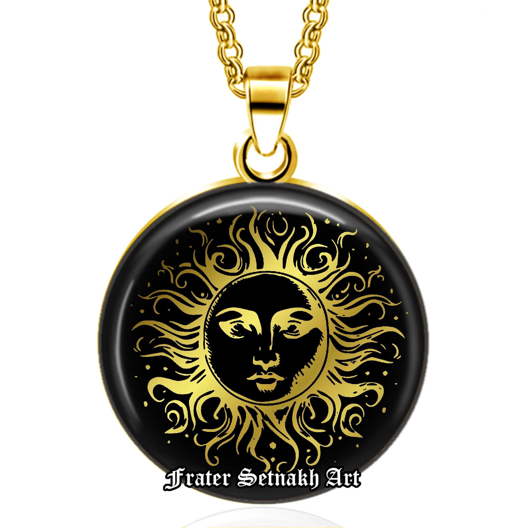 Wiccan Sun Talisman, Witchy Necklace – Celestial Jewelry for Witches, Pagan Amulet – Spiritual Pendant – Moon Magic Necklace #557.1