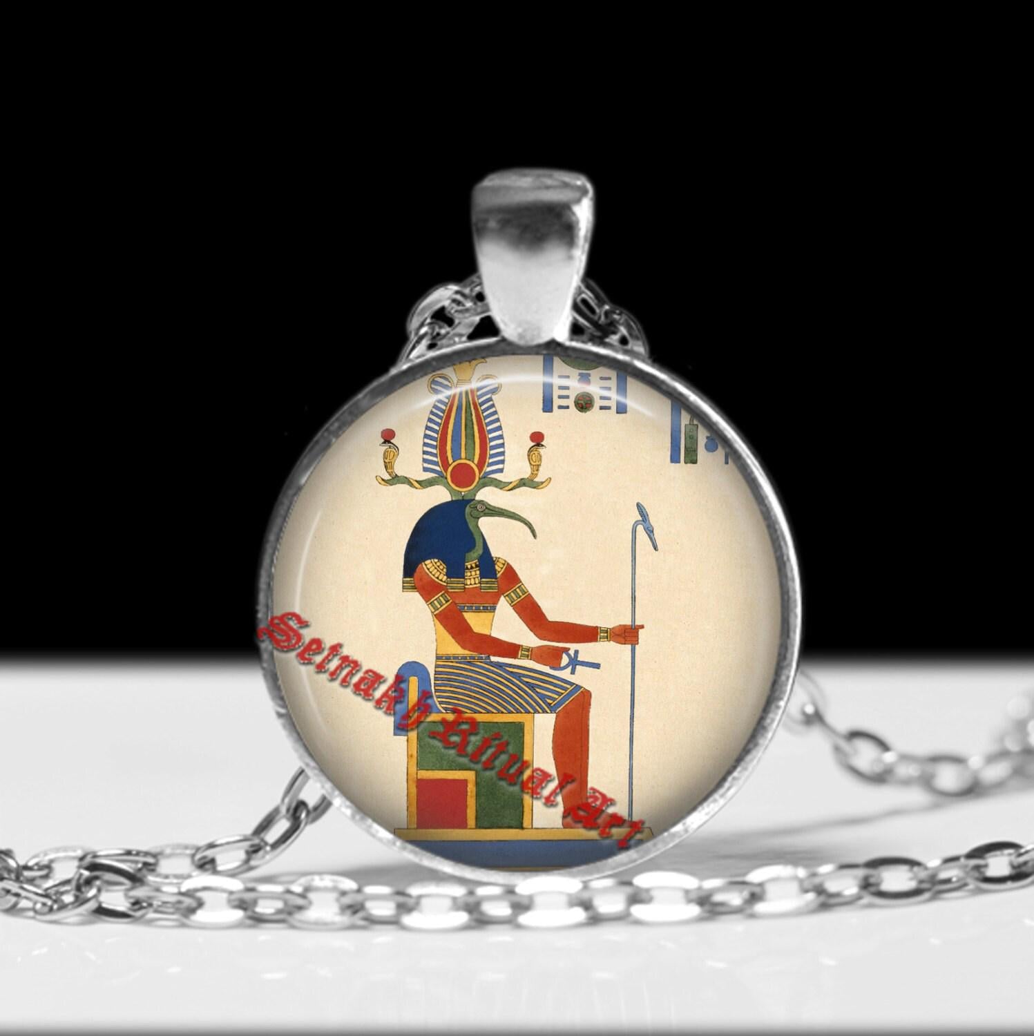 Thoth pendant, Egyptian God jewelry, Hermes Trismegistos necklace, gnostic jewelry, magic, esoteric, sacred, hermetic antique jewelry #400