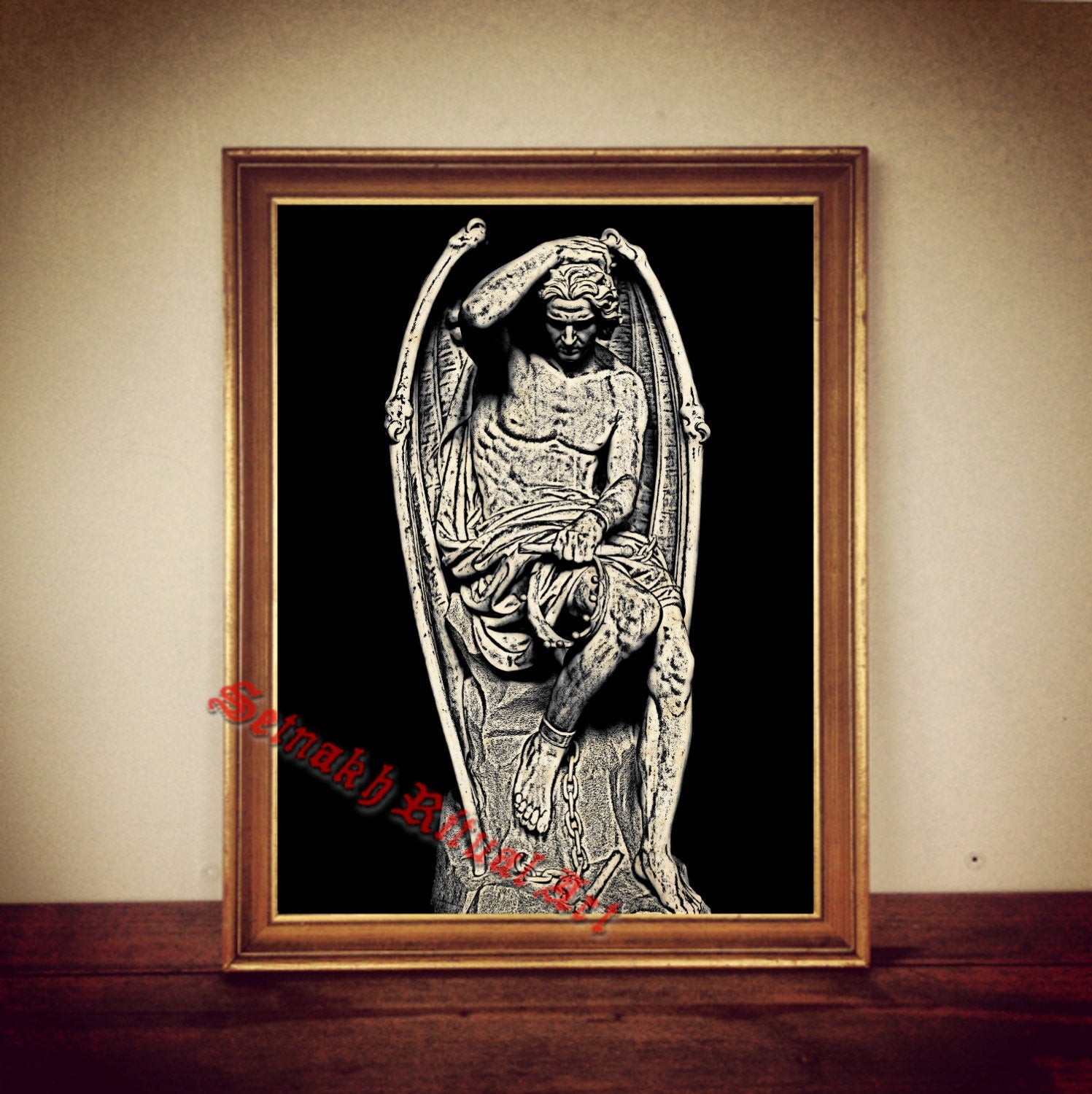 Lucifer the Fallen Angel Print – Occult Satanic Poster – Luciferian Art – Dark Mystical Decor – Vintage Esoteric Illustration #125