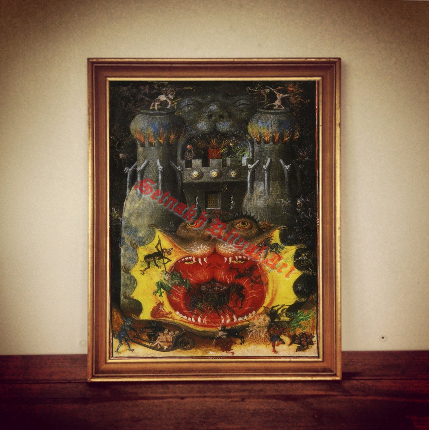 Hell print, Devil in Hell poster, demonic art, occult home decor, demonology, satanic art, Satan in Hell, sinners #408