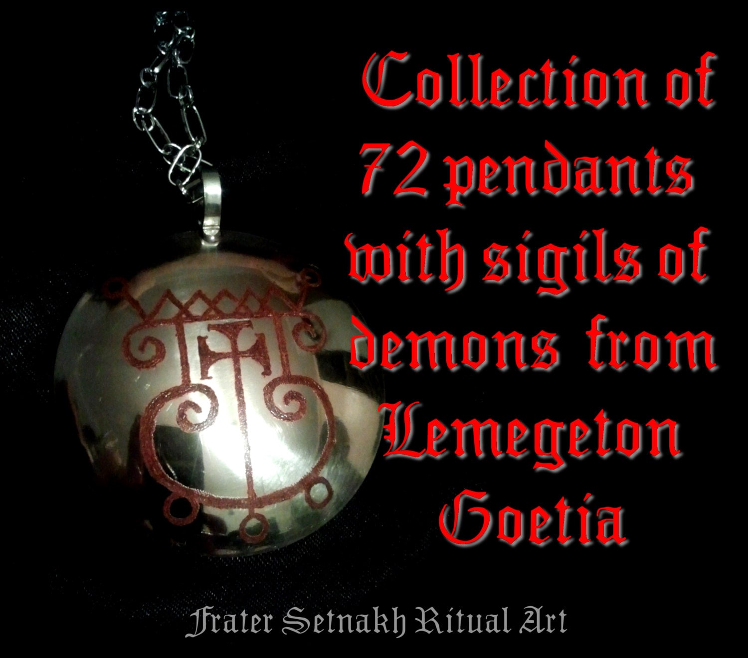 Collection set of 72 pendants with sigils of demons from Lemegeton - Goetia, King Solomon Seals, ritual necklace, occult jewelry, magick