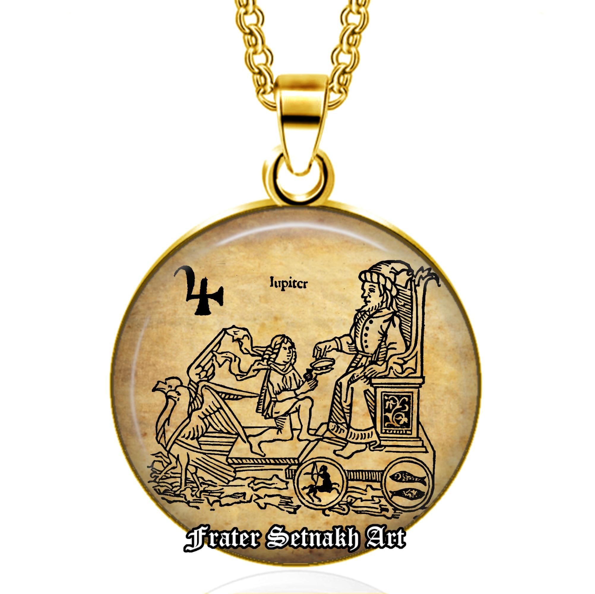 Jupiter Wealth Talisman – Zeus Planet Amulet for Abundance & Wisdom – Zodiac: Sagittarius and Pisces – Mystical Wiccan Money Pendant #558.3