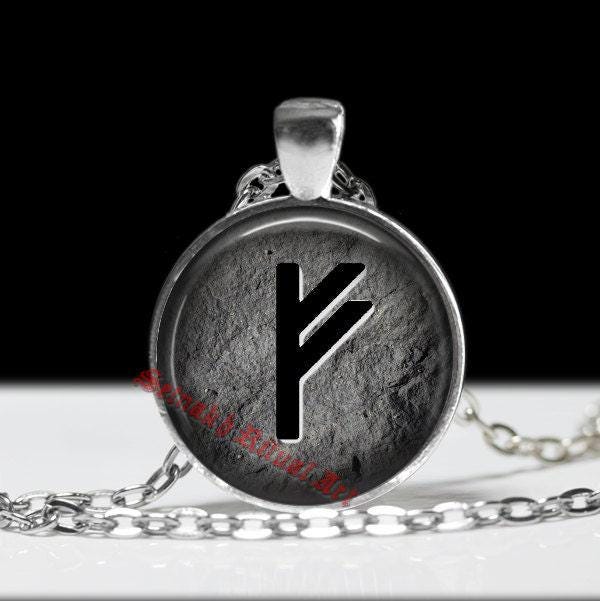 Fehu rune necklace, weatlh talimamn, futhark jewelry, viking pendant, norse talisman #118