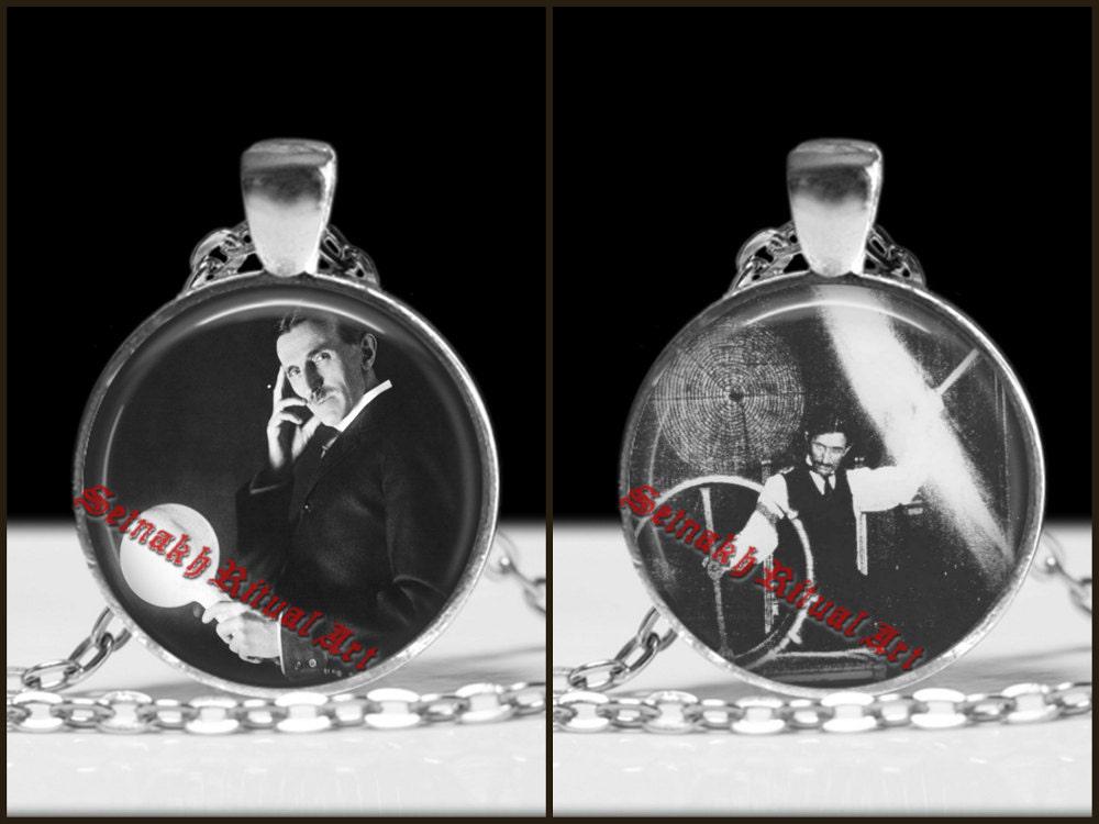 Nikola Tesla pendant, Steampunk necklace, Bulb inventor and engineer, Wireless electricity #472