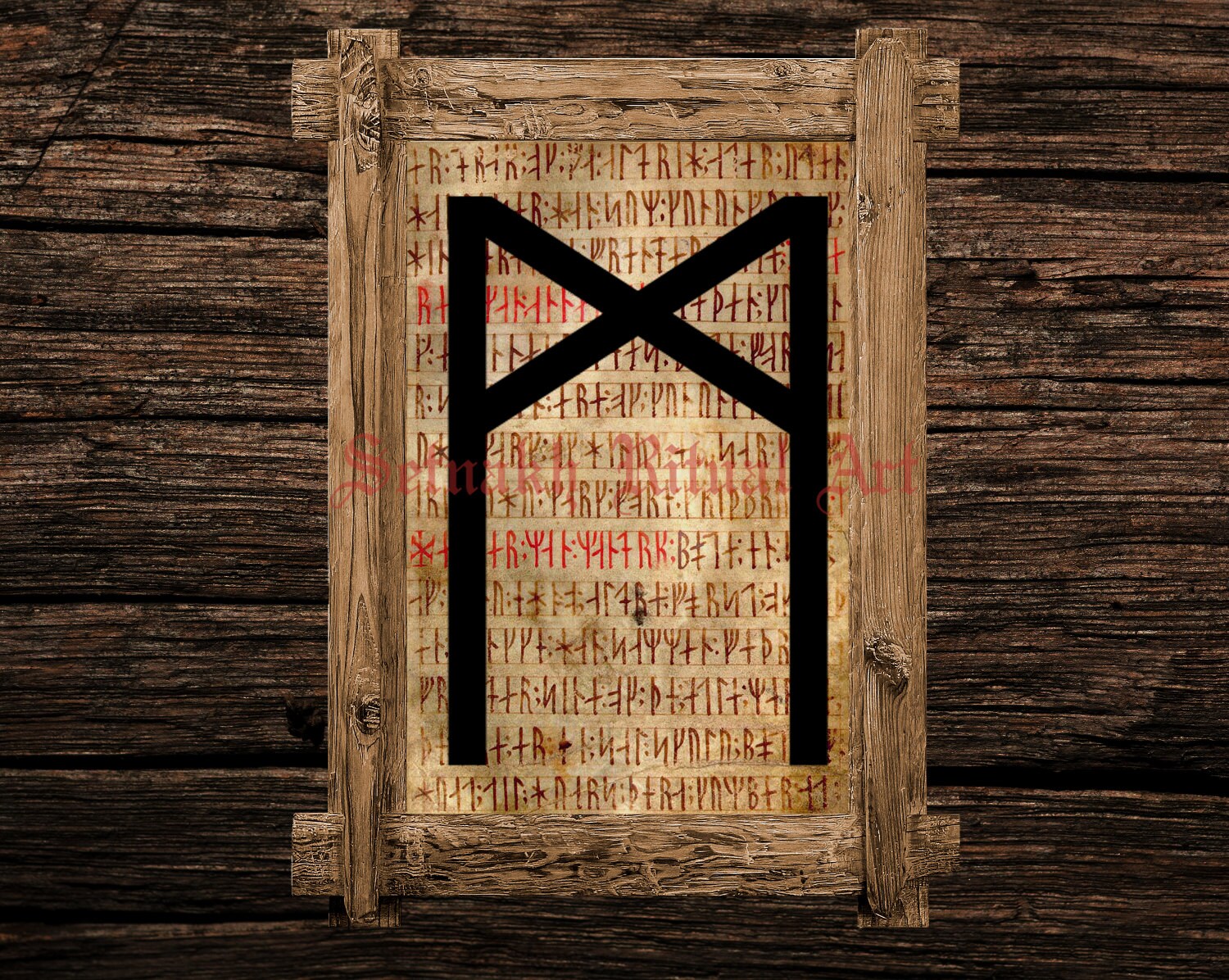 Mannaz print, rune illustration, Elder Futhark art, viking home decor, magical illustration, esoteric, magic, occult canvas poster #339.20