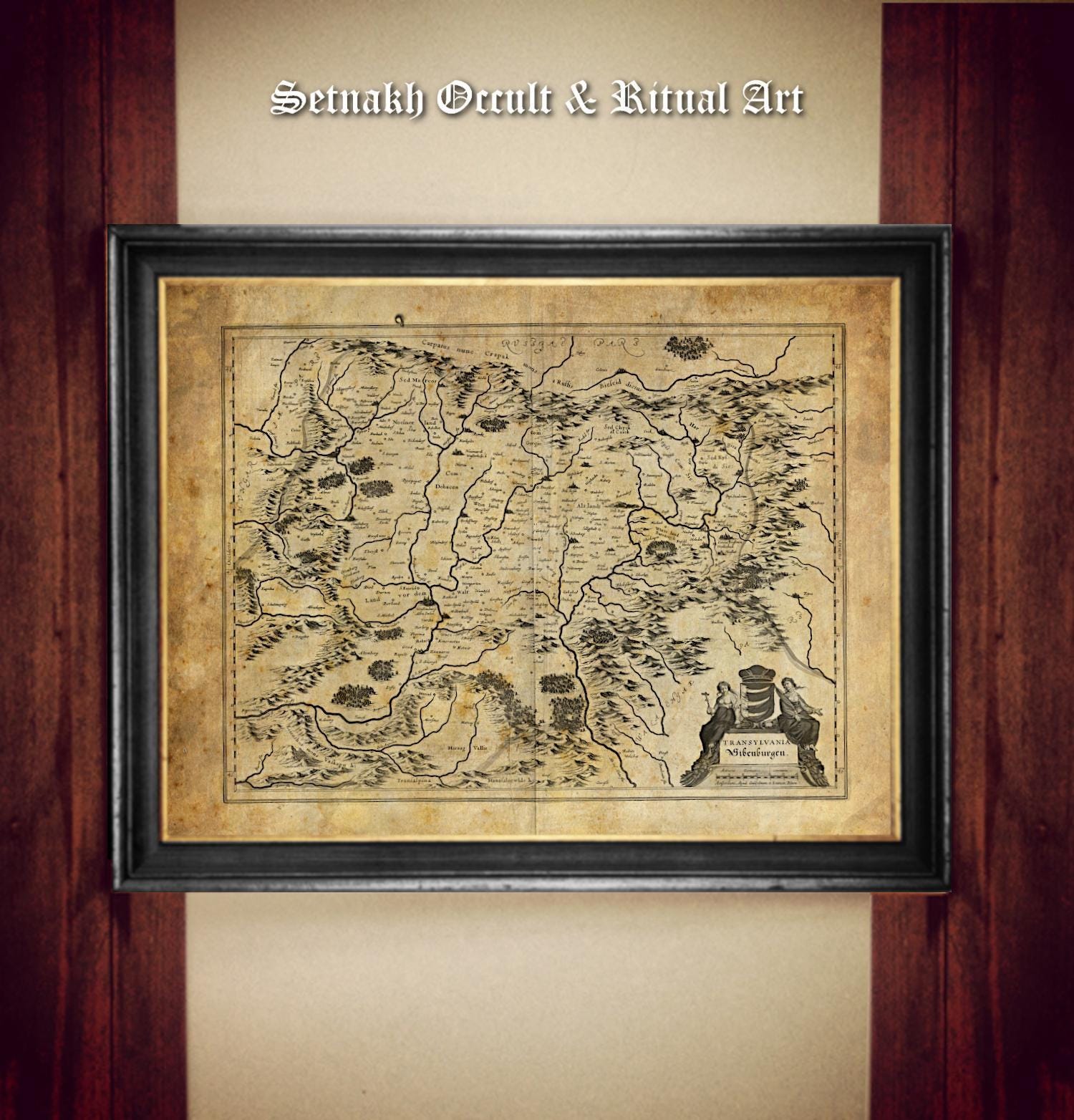 Transylvania Old Map Print – 1595 Antique Reproduction – Gothic Cartography on Handmade Paper or Canvas, Vampiric gift, Dracula Art #DM34