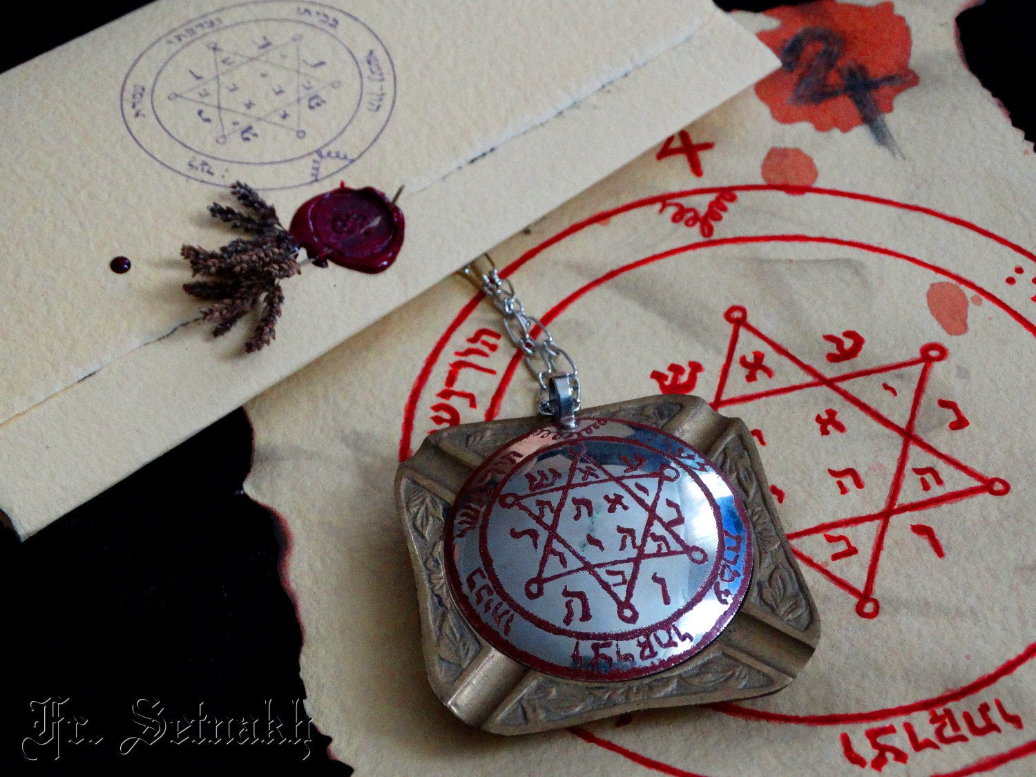 Solomon Seal, Planetary Pentacle Medallion | Mercury Venus Mars Jupiter Saturn Sun Moon | occult pendant, necklace, ritual amulet, talisman