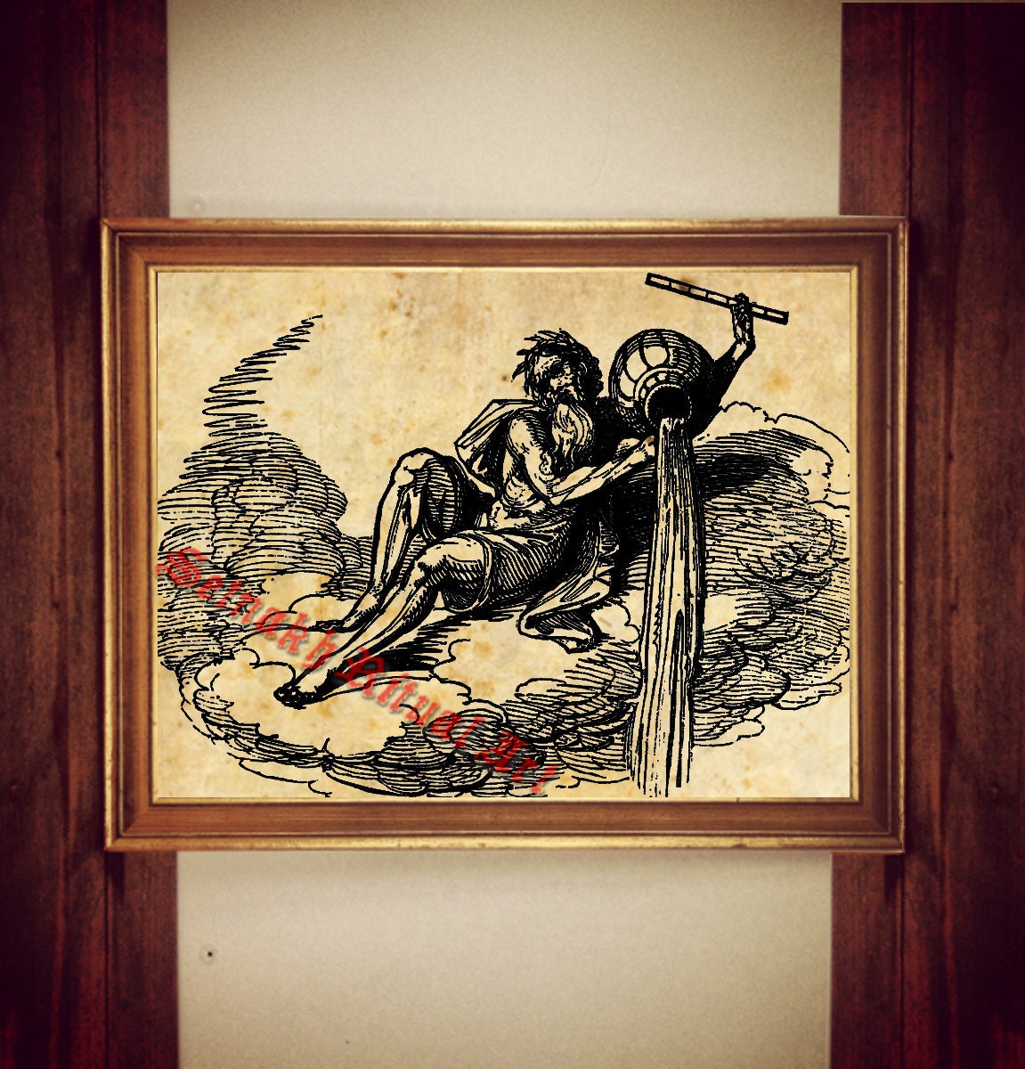 Aquarius print, New Age symbol illustration, occult poster, magic decor #309