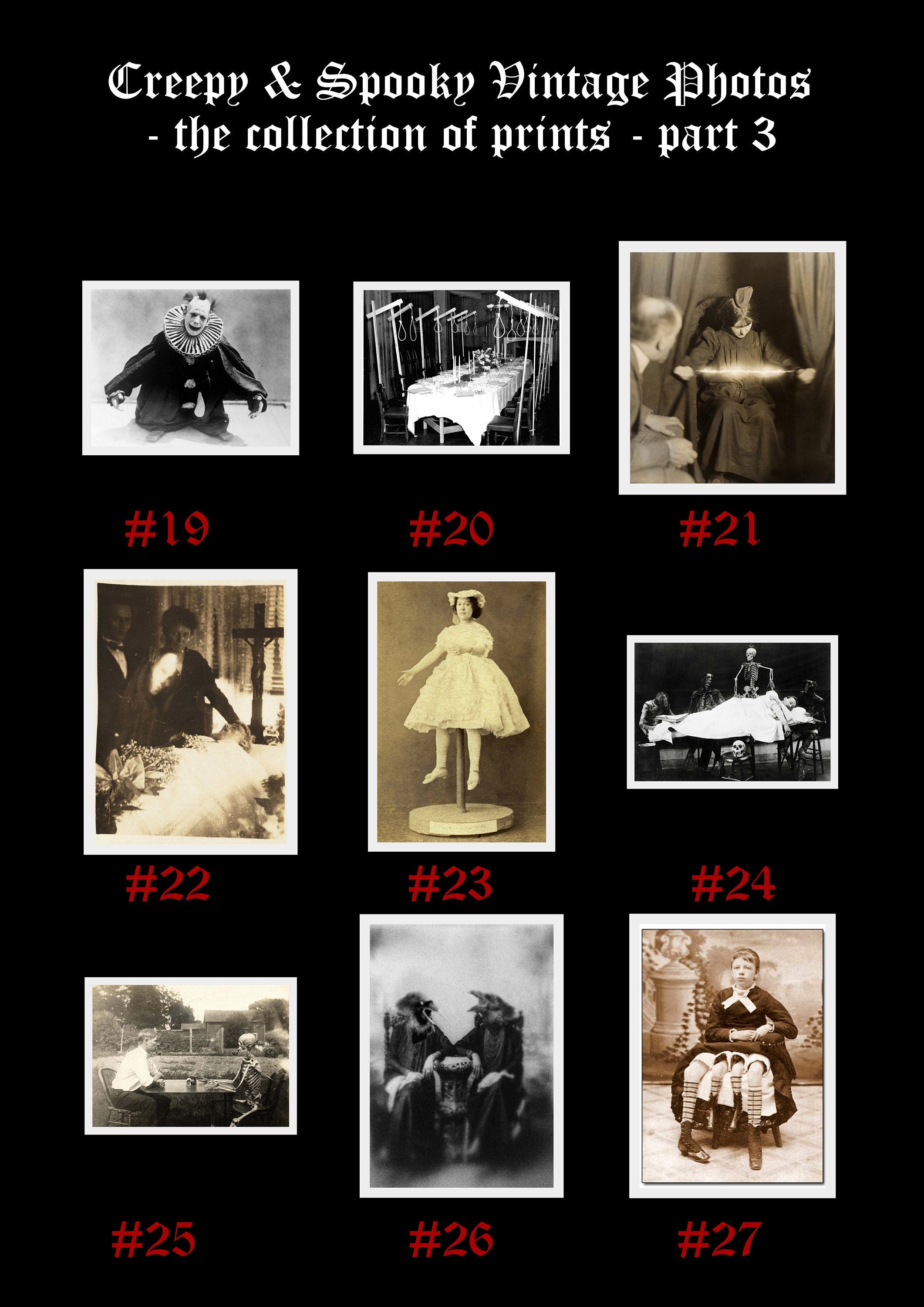 81 Creepy + Spooky Vintage Photos prints, Dark aesthetic prints, A5 size - 8.3 x 5.8 " (210 x 148 mm), Halloween art, occult, dark wallart,