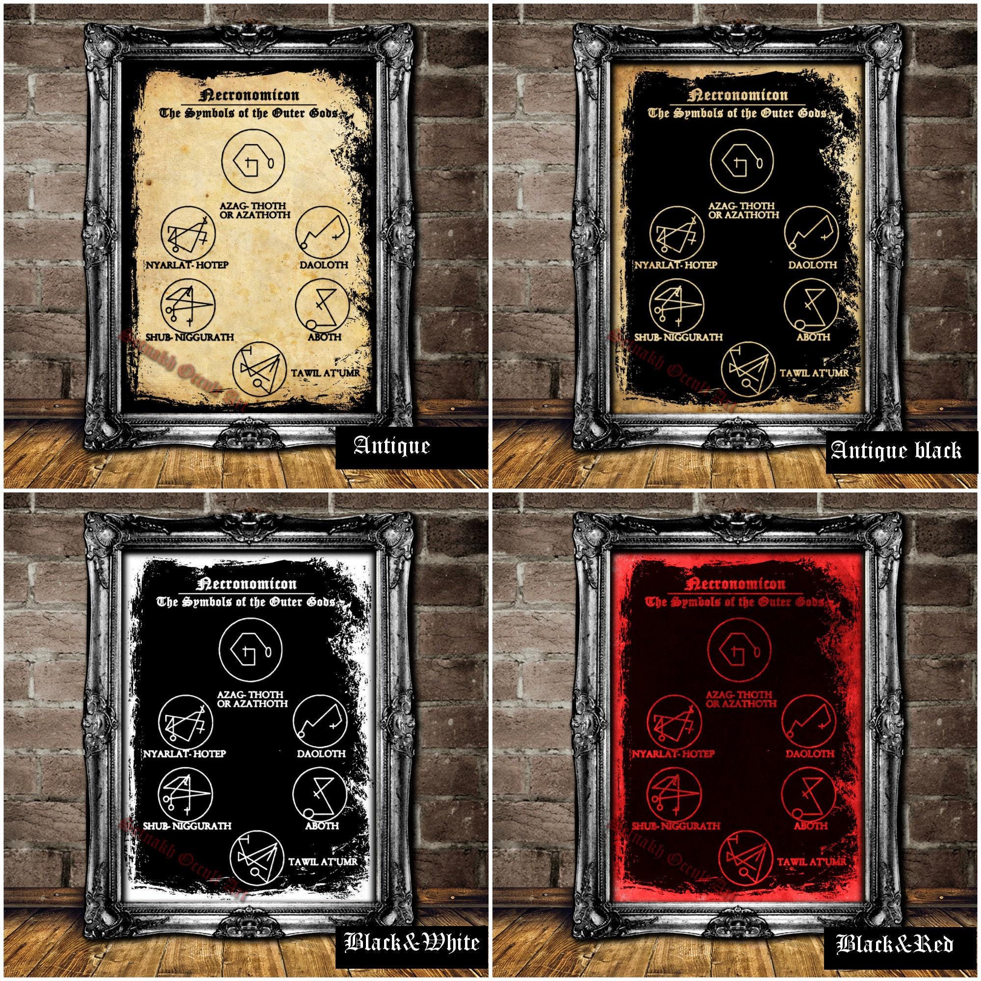 Necronomicon - The Symbols of the outer Gods print, John Dee, Abdul Alhazred, Lovecraft art, occult seals, Cthulhu art, demons #NECP1