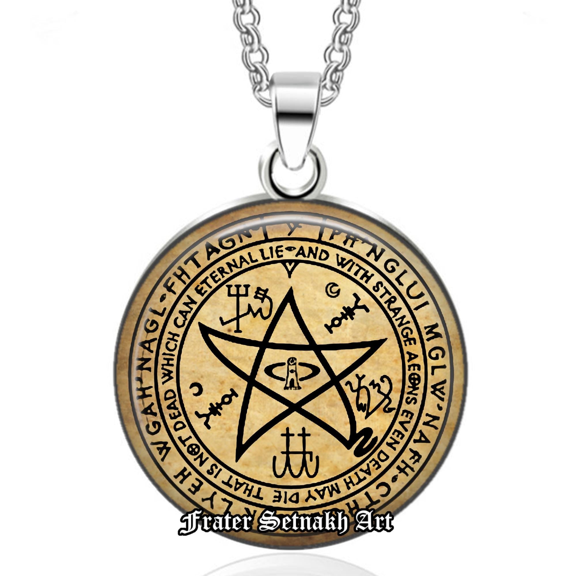 Necronomicon Amulet, The Elder Sign Pendant, Ritual Pendant, Mad Arab Book, Ancient Magick, Chaos Talisman, Necronomicon Talisman #15.1