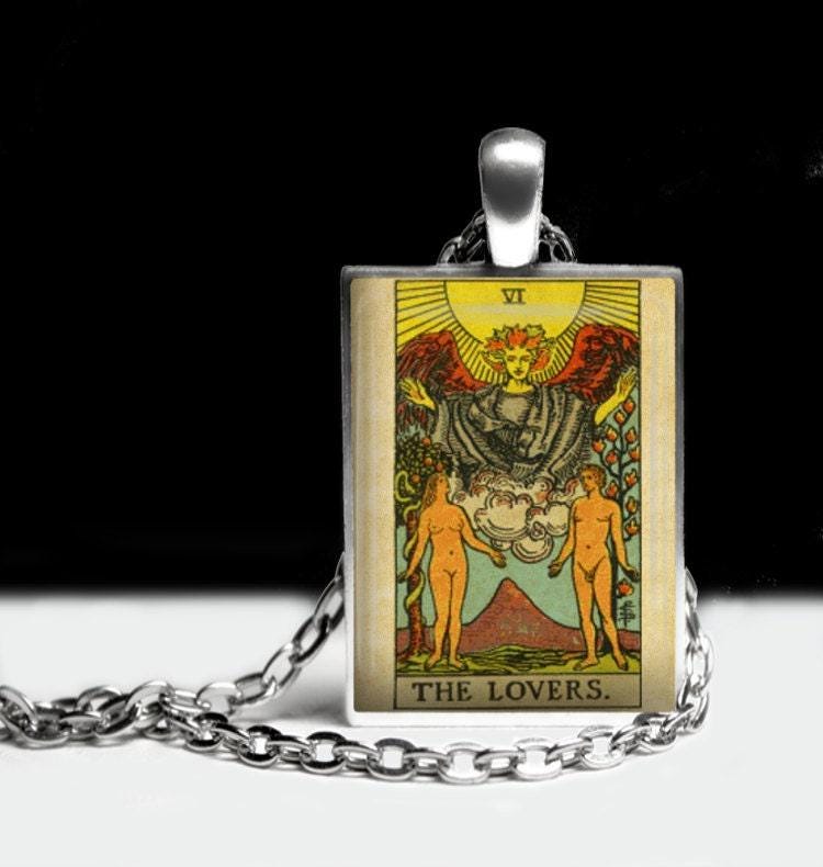 The Lovers Tarot Card, Occult, Satan, Tarot deck, magic pendant, satanic amulet, evil jewelry, Tarot necklace #396.6