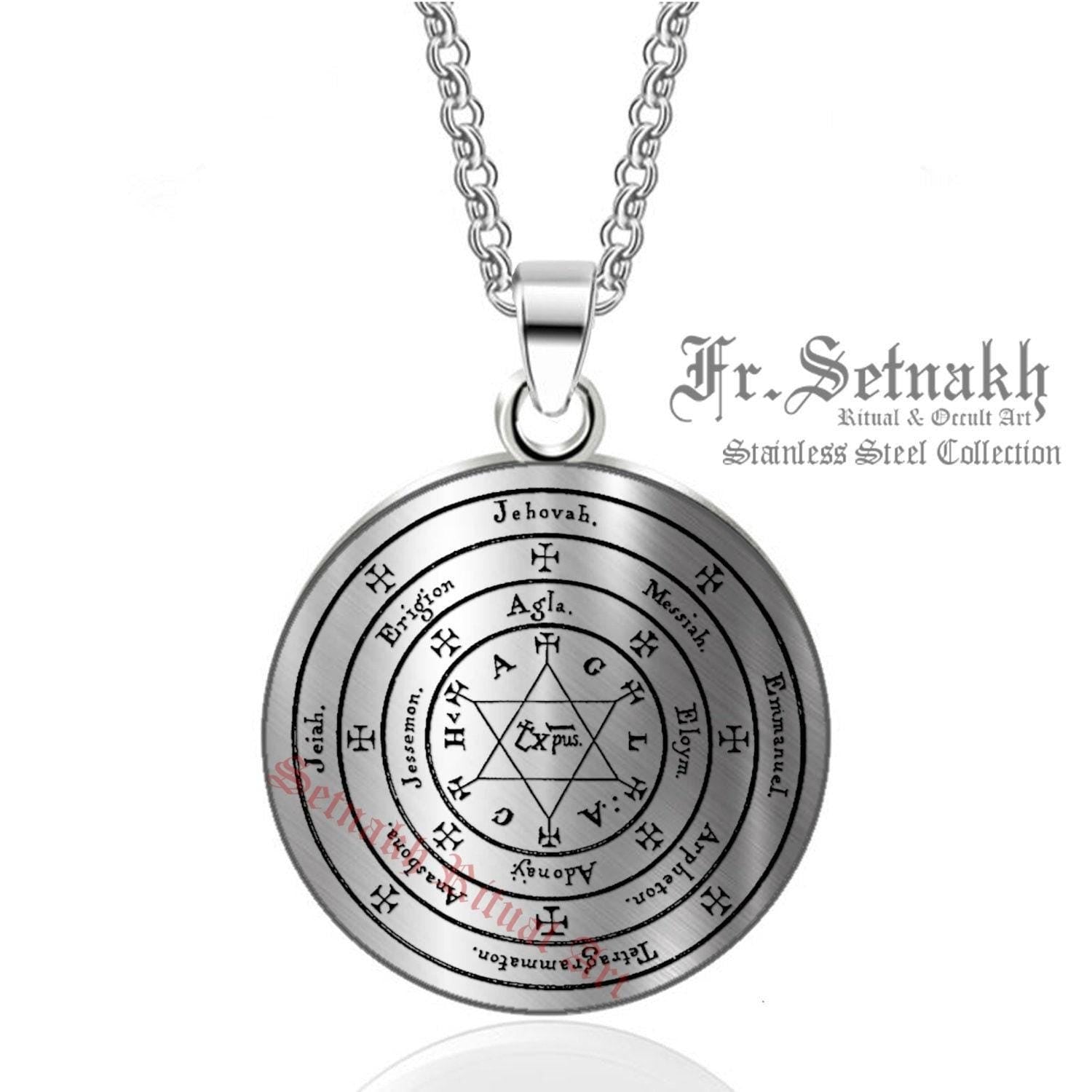 The Grand Pentacle of Solomon pendant, Adonai, Elohim, Tetragrammaton, Jehova, Kabbalah, occult art, AGLA, Emmanuel, Messiah #CE2 #CE2