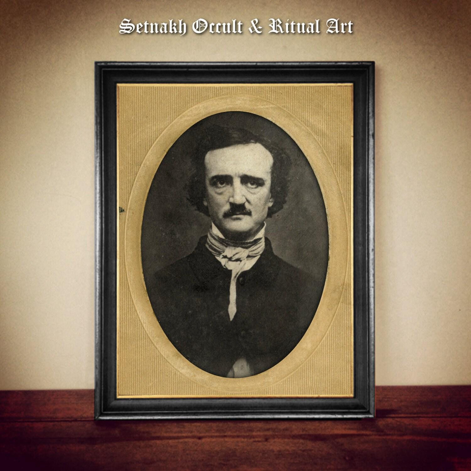 Edgar Allan Poe antique photo portrait print, cabinet card. He was writer, poet, author, editor, culture and literature art, poster #PR15