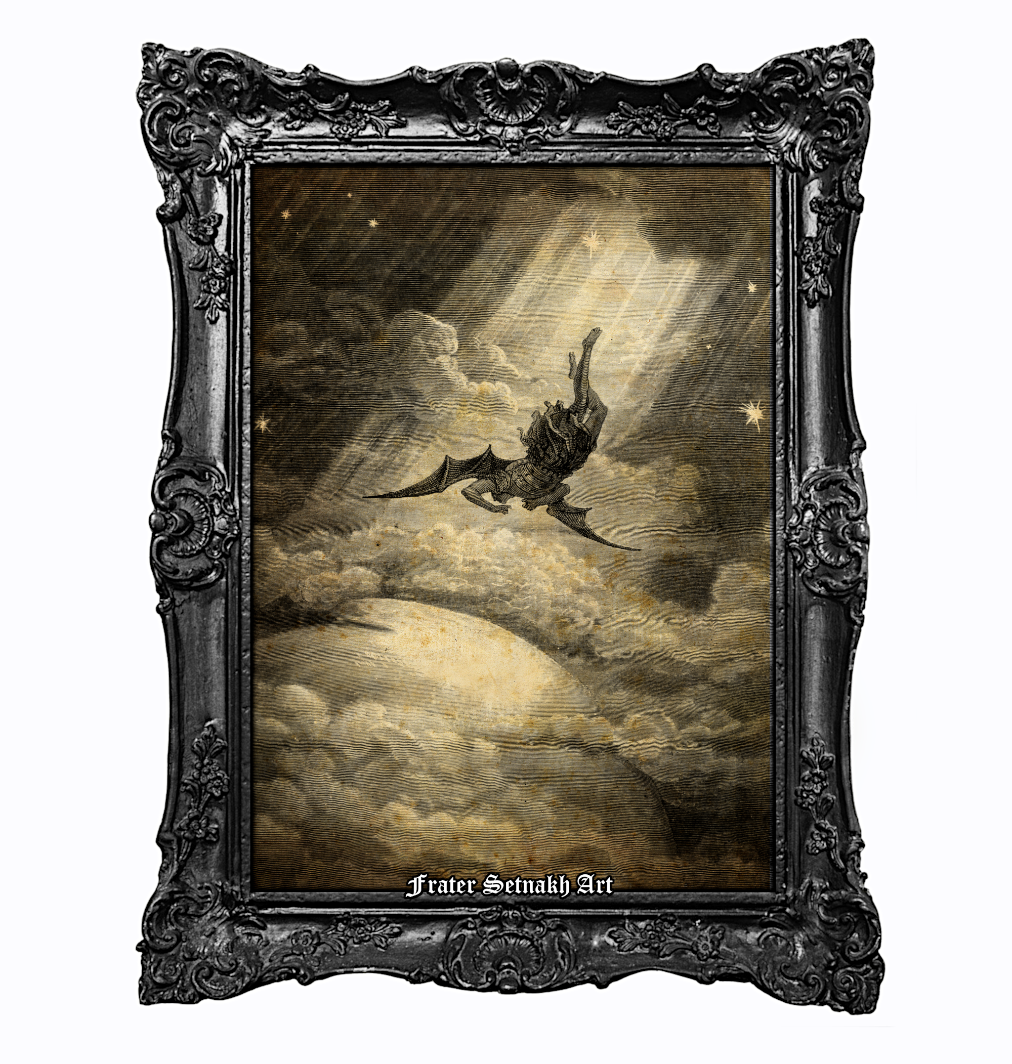 Lucifer the Fallen Angel Print – Gustave Doré, Paradise Lost (1866), Occult Illustration, Luciferian Art, Gothic Poster, Dark Esoteric Wall Decor, Satanic Vintage Print #DM6