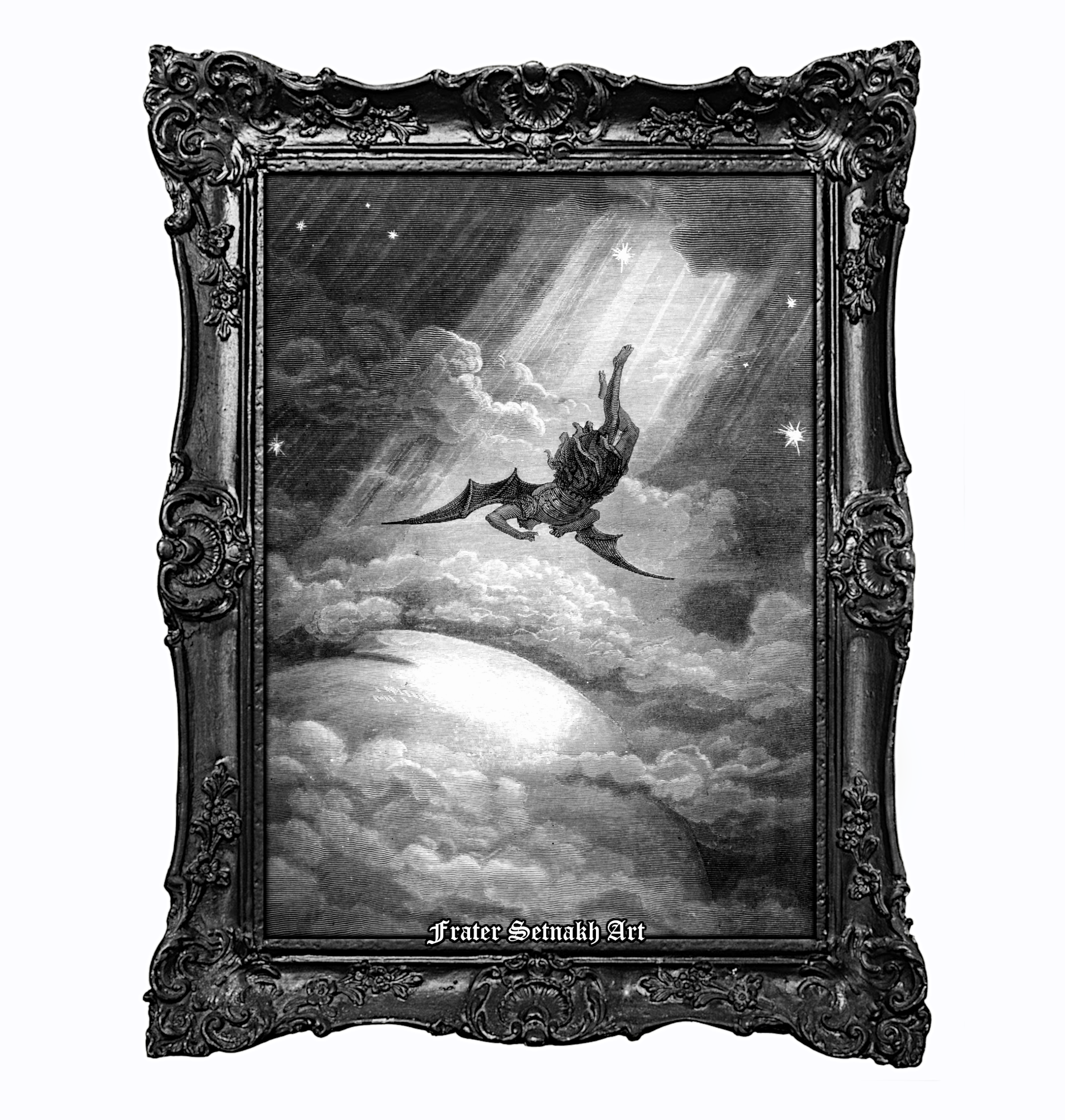 Lucifer the Fallen Angel Print – Gustave Doré, Paradise Lost (1866), Occult Illustration, Luciferian Art, Gothic Poster, Dark Esoteric Wall Decor, Satanic Vintage Print #DM6