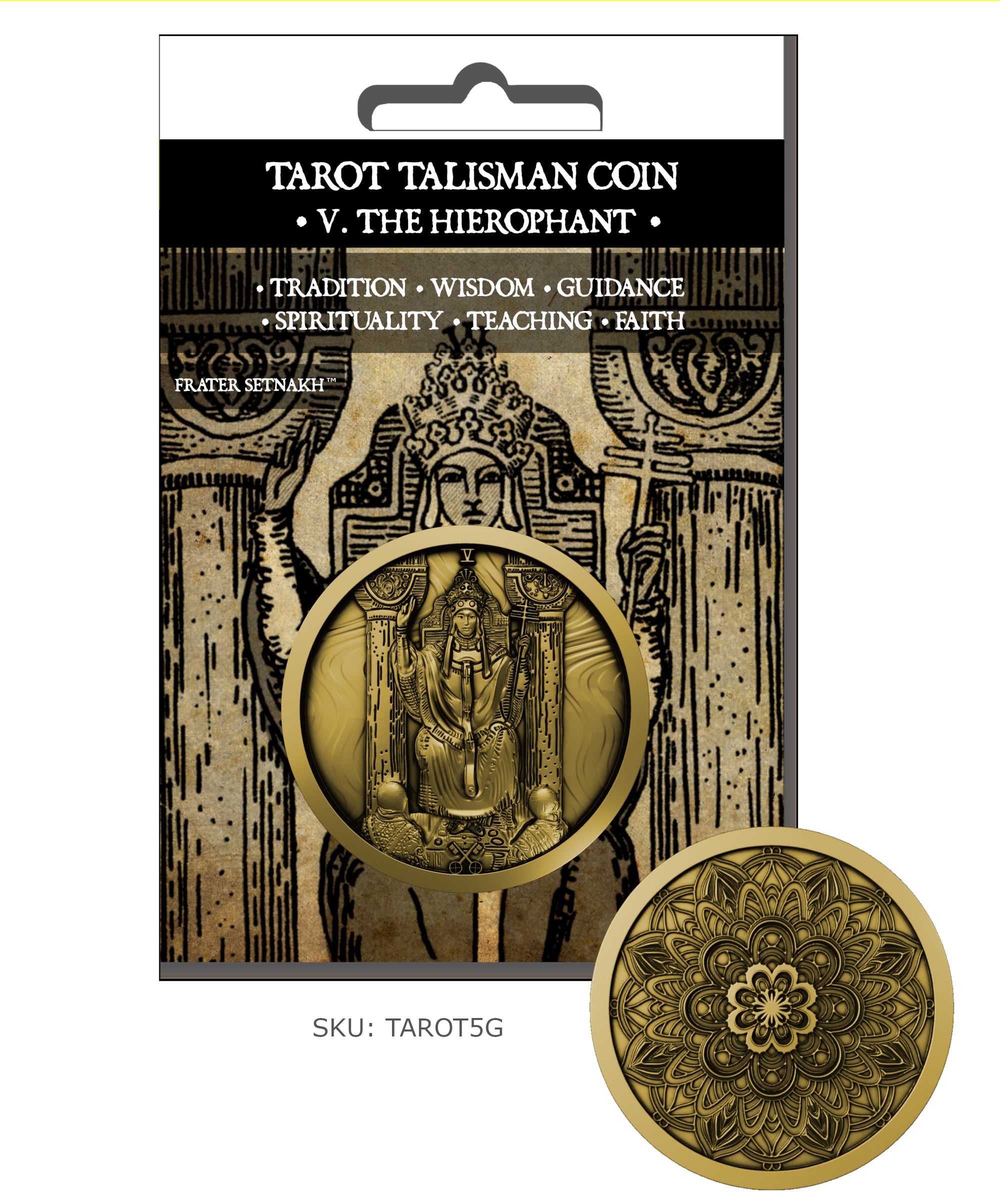 The Hierophant Tarot Talisman Coin for Tradition, Spiritual Guidance, Teaching & Sacred Order / Shipping on 1st February 2026