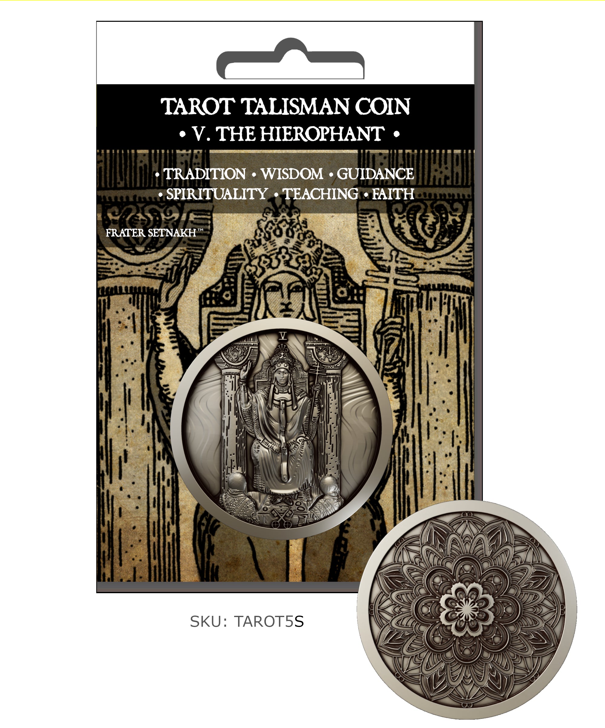 The Hierophant Tarot Talisman Coin for Tradition, Spiritual Guidance, Teaching & Sacred Order / Shipping on 1st February 2026