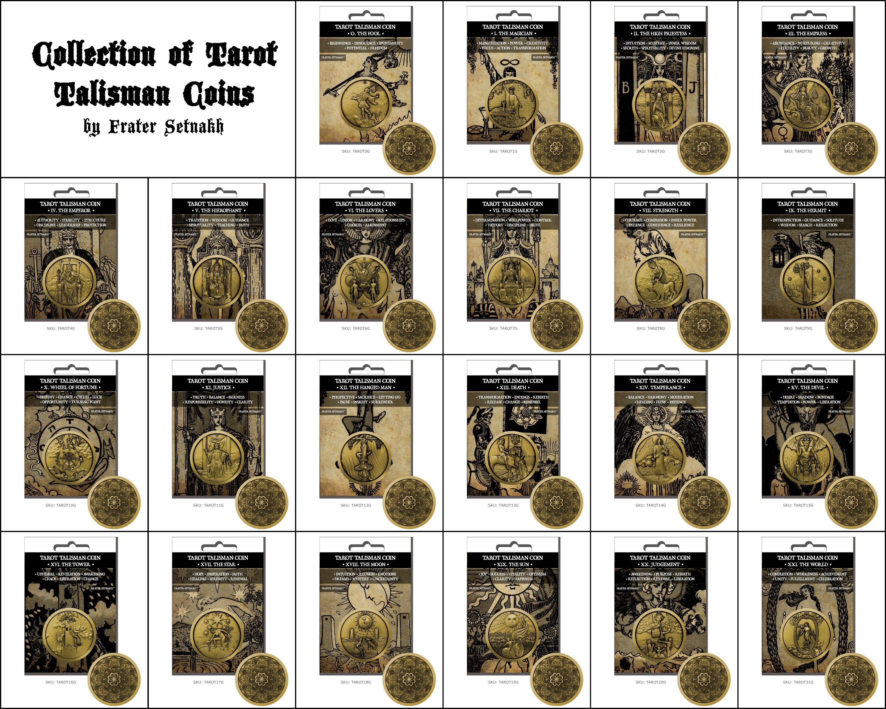 22 Tarot Talisman Coins + 22 Descriptive Cards + PVC Foils | Retailers: Apply to receive wholesale discounts up to 50%