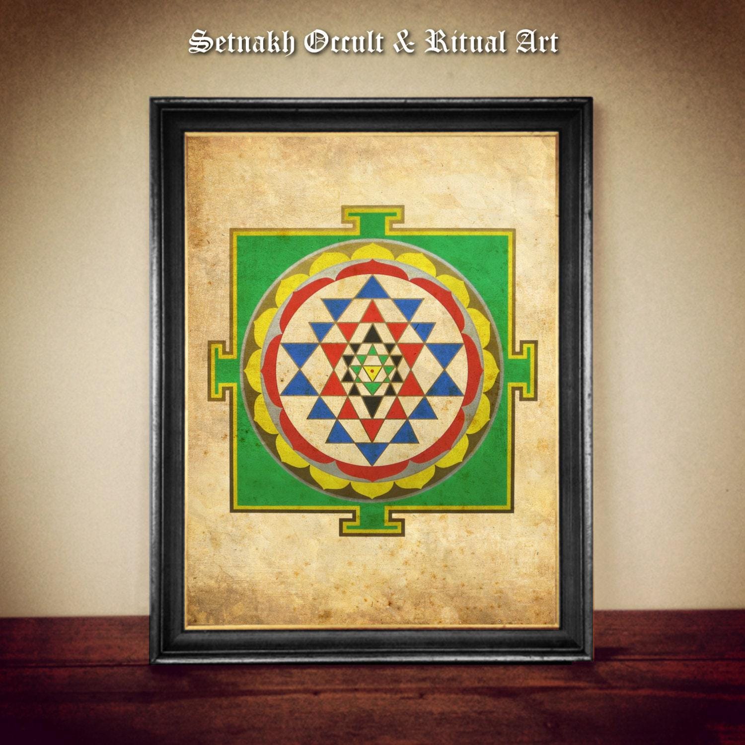The Sri Yantra print, magid diagram poster, Hindu wall decor, occult art, esoteric decor, Hindu tantra, Srichakra #263