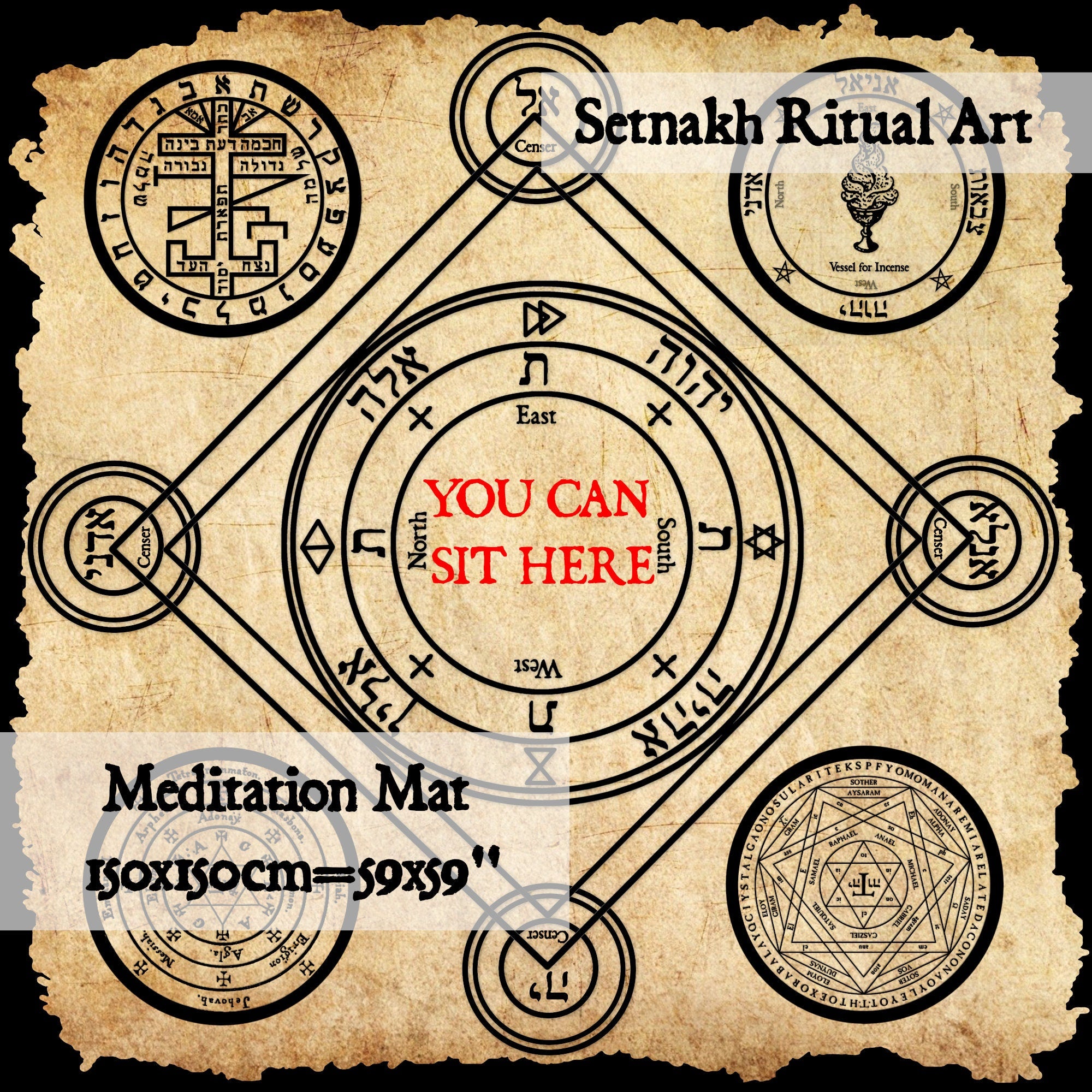 Special reusable stickers with 44 Solomon Seals; 2 or 44 pcs, fits a Meditation Mat for Solomon Magick operations, Greater Key of Solomon