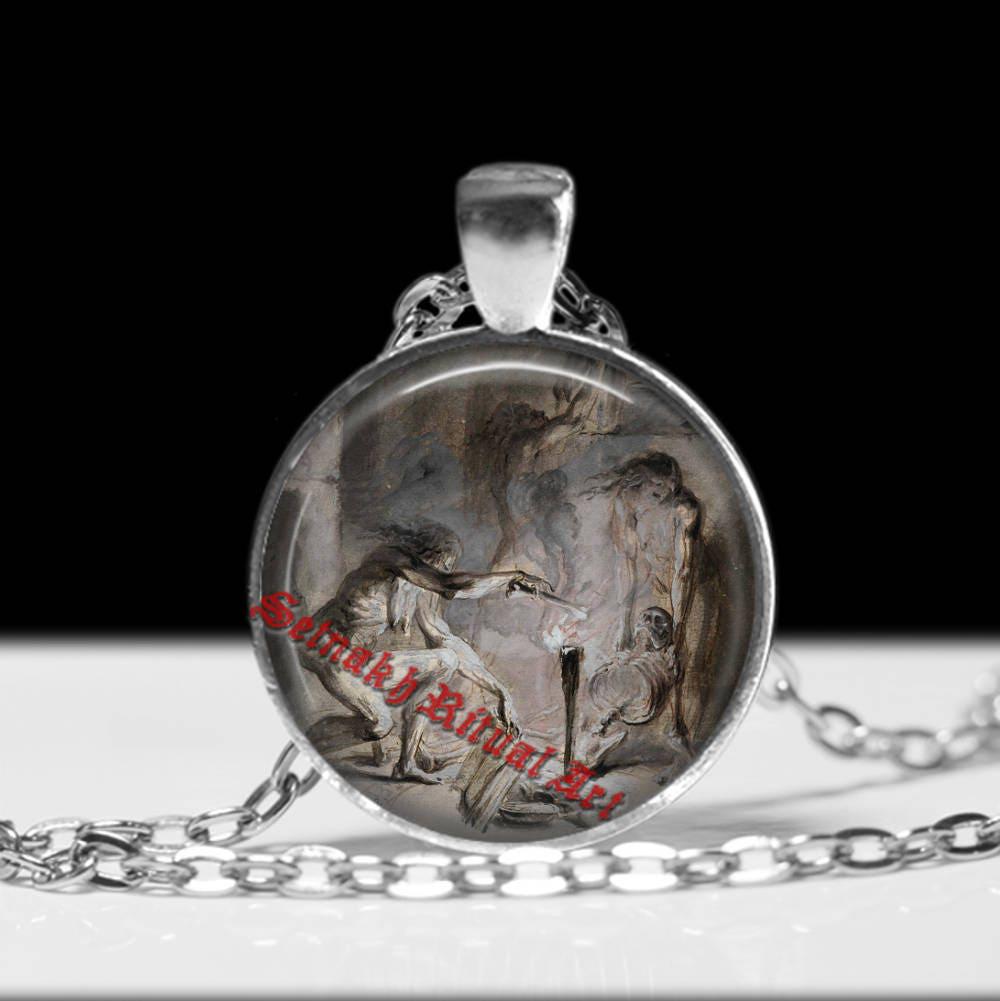 Witch spell pendant Witchcraft jewelry Occult charm Gothic necklace #421
