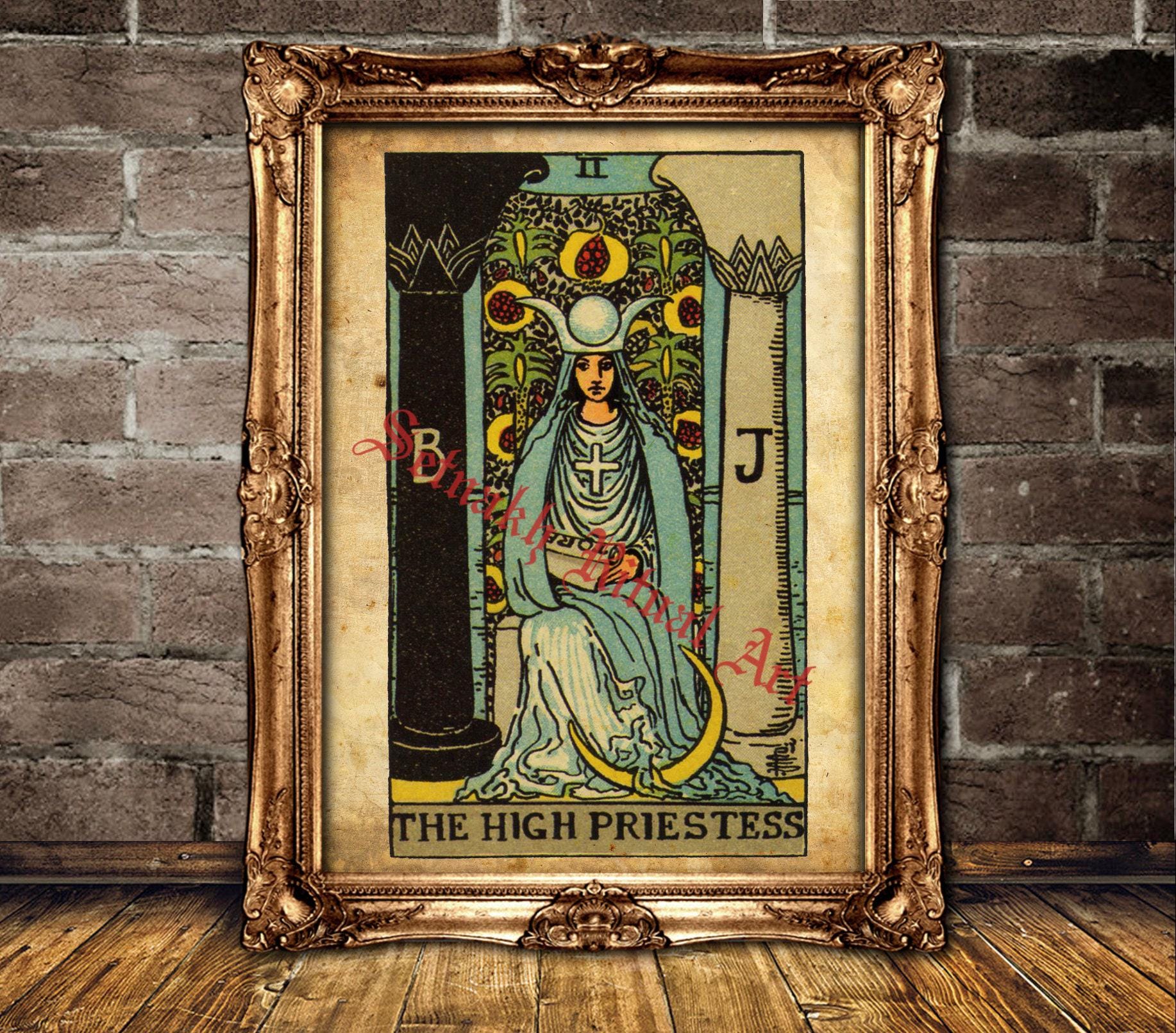 The High Priestess Tarot print, Intuition, sacred knowledge, divine feminine, the subconscious mind. Tarot card poster, occult art #396.2