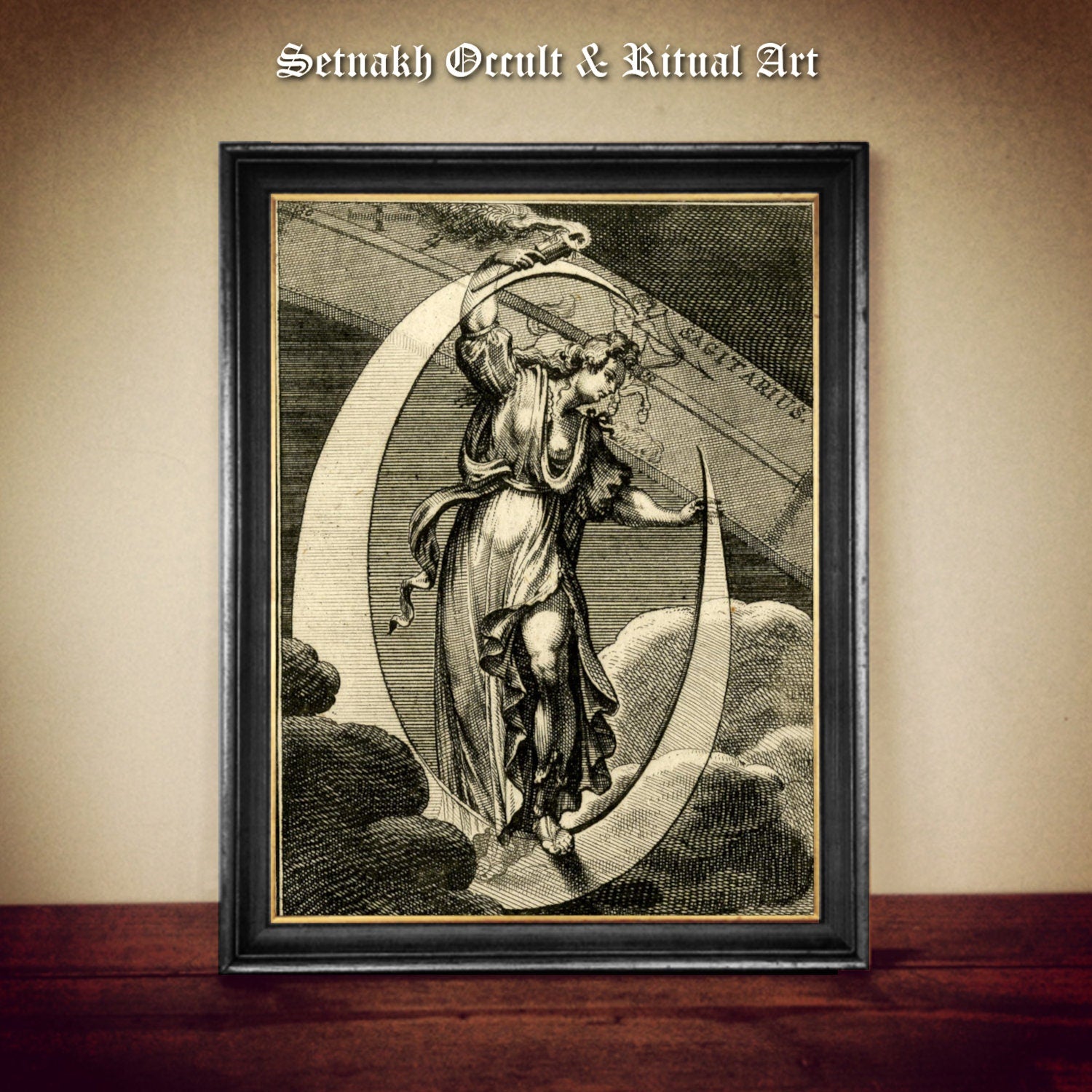 Luna Goddess art, Moon Goddess print, vintage, dark art, occult poster, gothic home decor, witchcraft, witch print, wiccan art #W113
