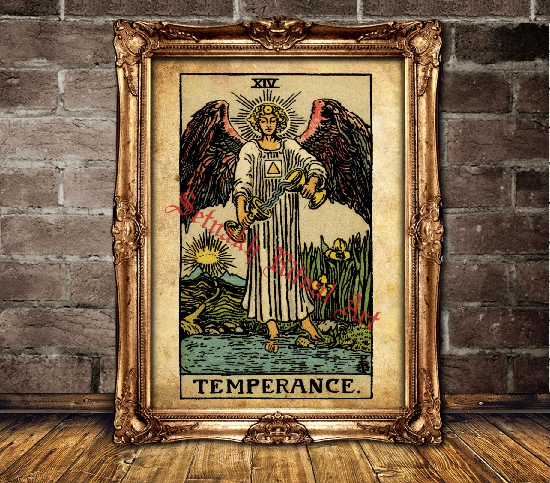 The Temperance Tarot print, Balance, moderation, patience, purpose, magick, Tarot occult poster, mystic art, esoteric home decor #396.14