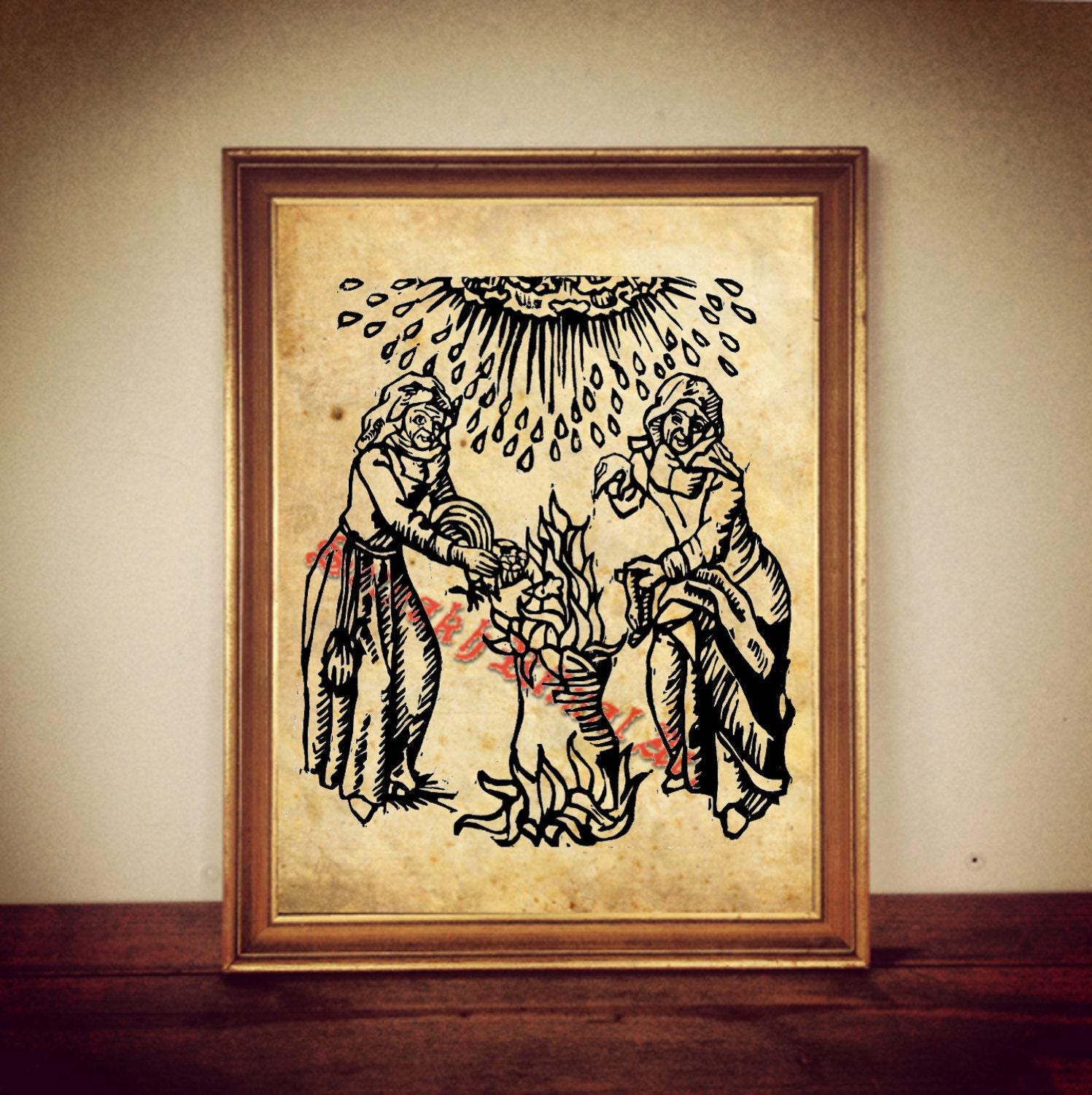 Witches print, witches illustration, witches poster, magic poster, spell work, occult print, magic decor, witch home, haloween decor 183
