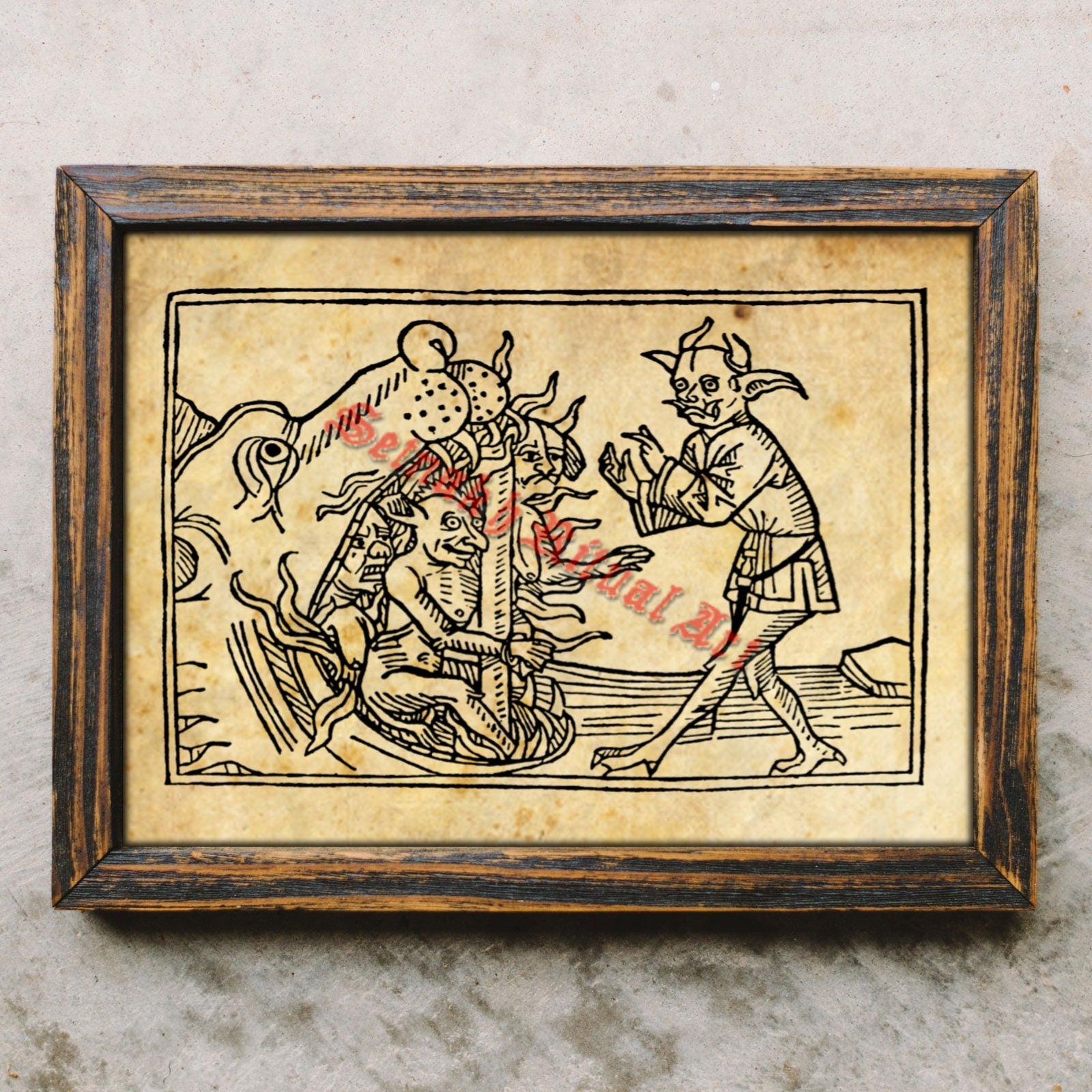 Belial print, Belial demon poster, satanic art, Satan, Lucifer, Hell, occult illustration, Satanic decor #491