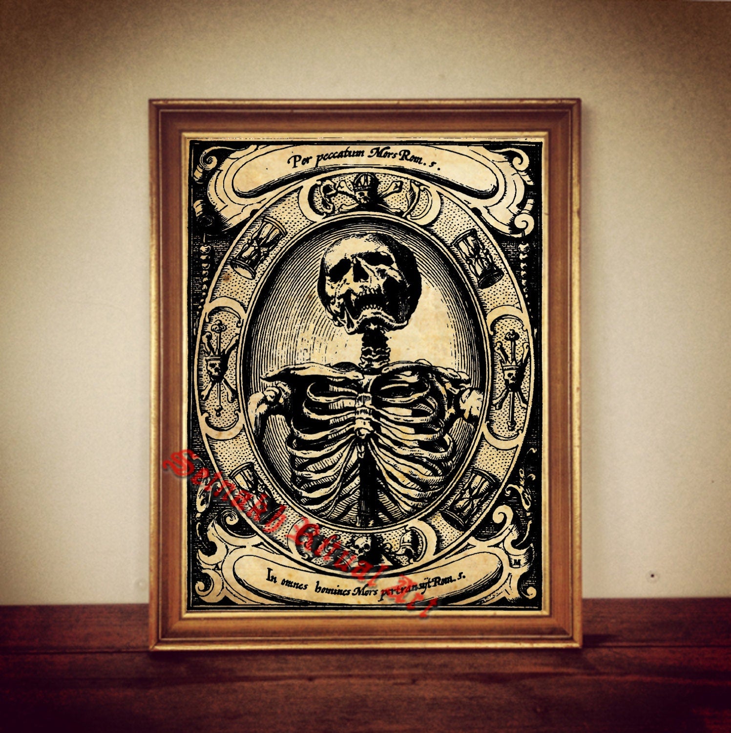 Memento Mori Engraving by Alexander Mair, 1605 – Skeleton Death Illustration Print, Occult Macabre Poster, Vintage Horror Wall Art, Gothic Esoteric Decor #173