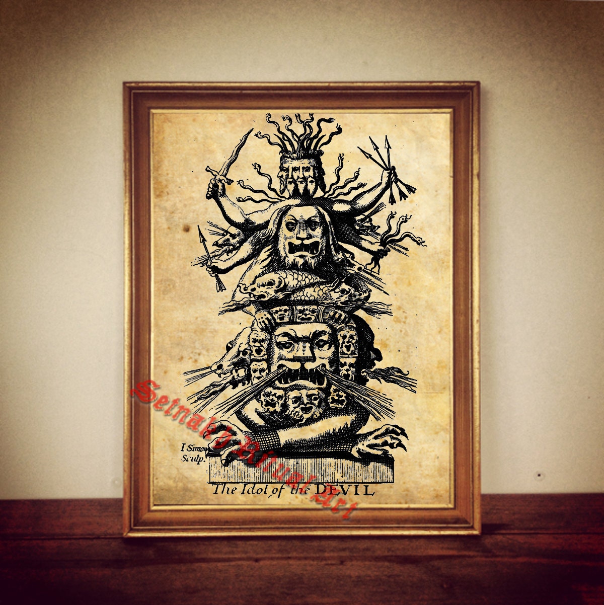 Formosan Evil Spirit Print – George Psalmanaazaar, 1712 - Occult Antique Poster – Dark Illustration – Demon Idol Engraving – Mystical Vintage Home Decor – Esoteric Wall Art #127