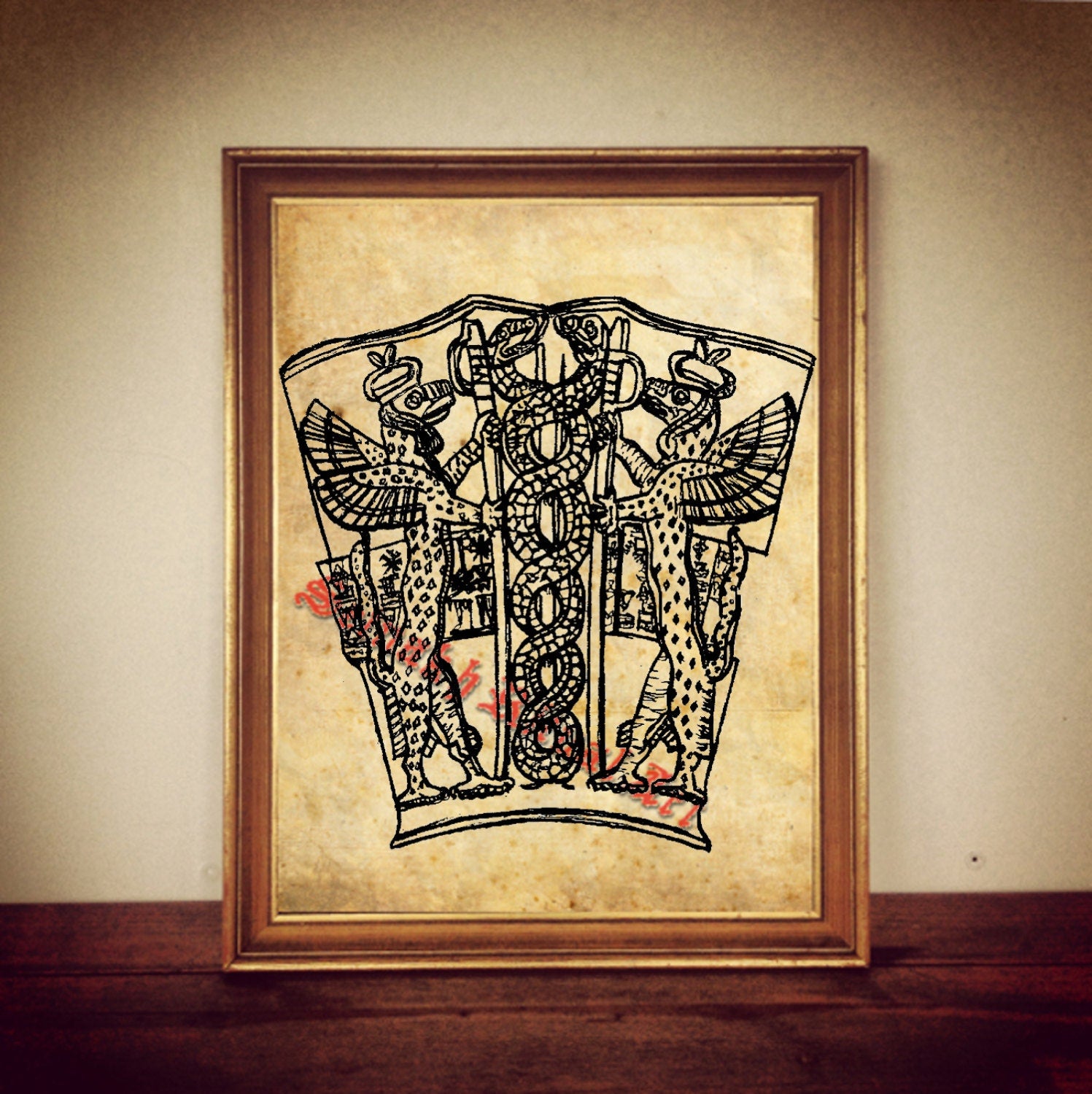 ncient Sumerian DNA Print - Annunaki Illustration – Babylonian Poster, Occult Mystical Wall Art, Antique Rustic Vintage Home Decor, Sitchin Inspired #155