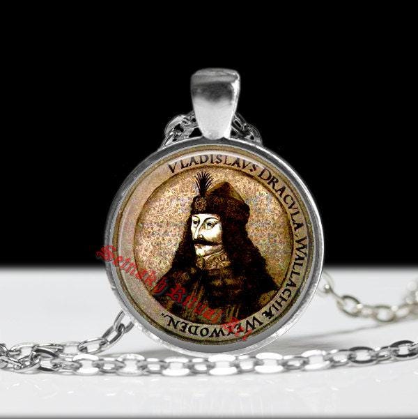 Dracula jewelry, Vampire pendant, Vlad Tepes portrait choker, blood, eternity, Transilvania, Romania, fangs, vampire castle #65.2