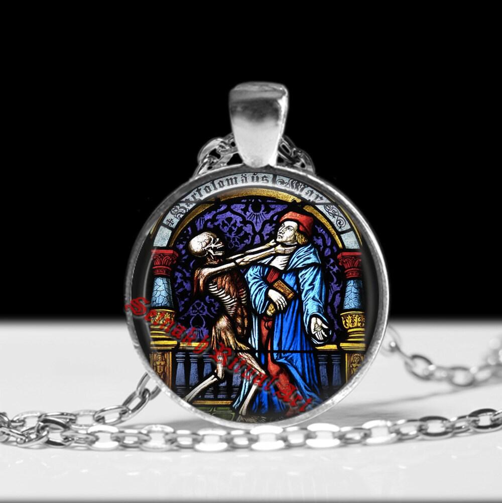 Dance of Death pendant, occult jewelry, skeletob necklace, satanic jewelry, skull accessories, memento mori jewelry #412