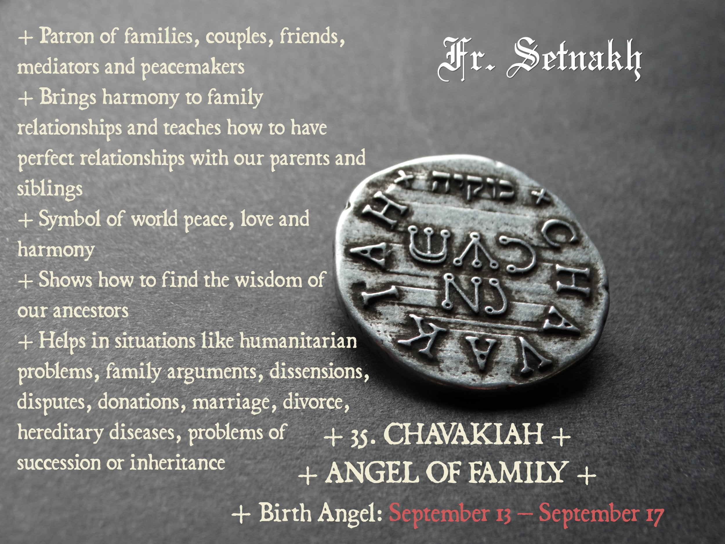 FAMILY & RECONCILIATION talisman, Chavakiah Angel seal coin, To help offended, bring you to share love and energy with family #365.35