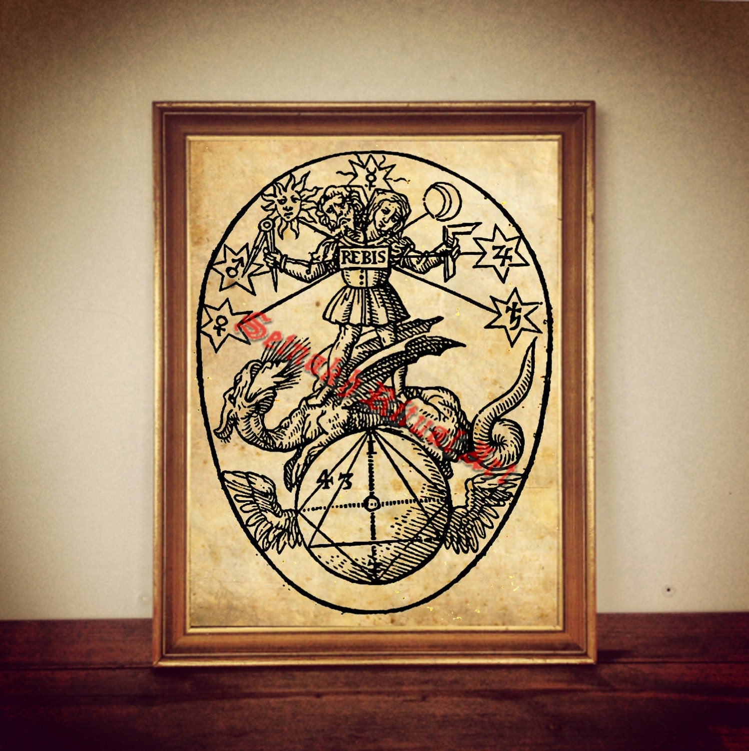 258# Prima materia print, sacred marriage, androgyne, alchemical illustration, esoteric poster occult print, magick, alchemy, occult print