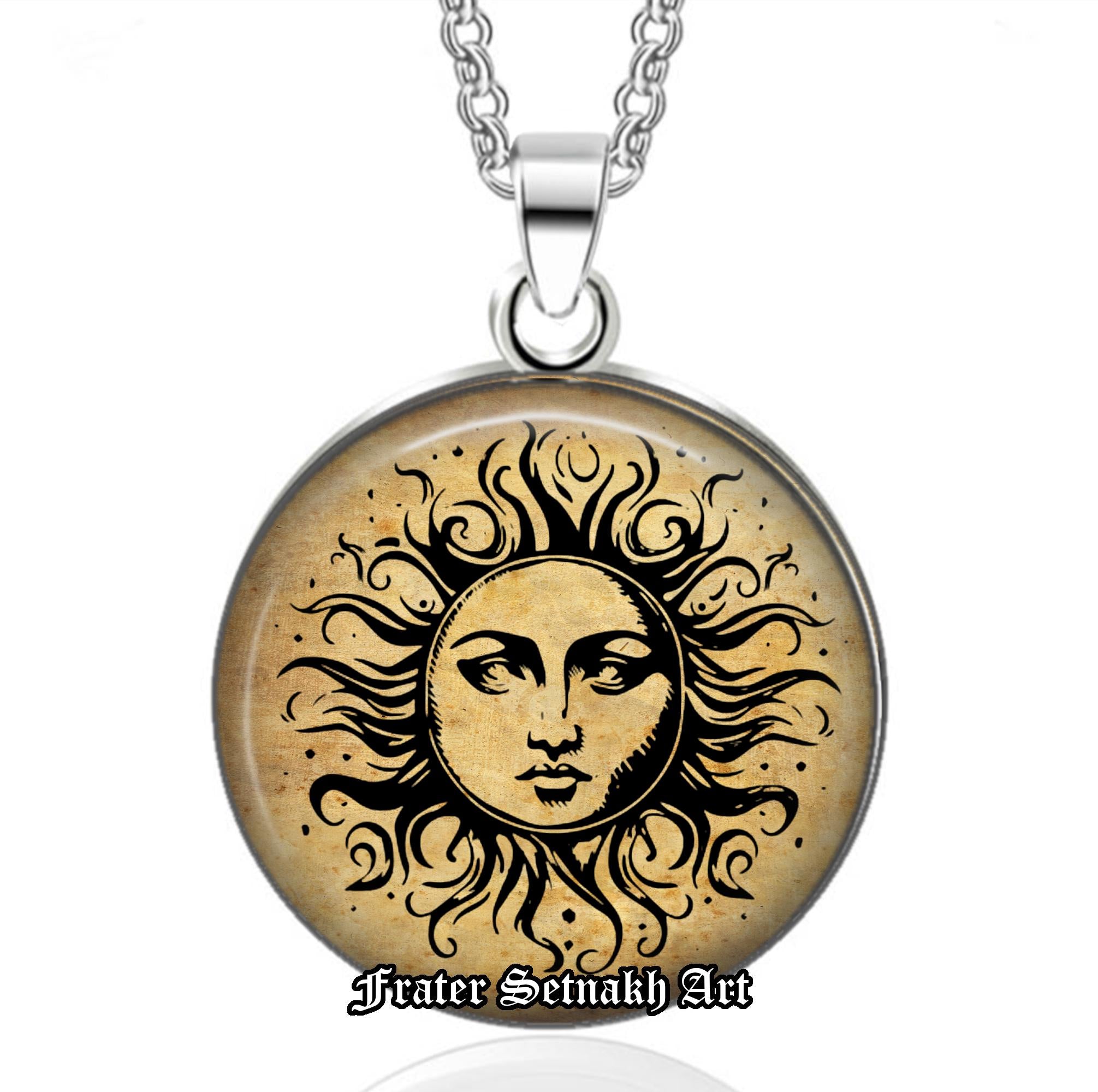 Wiccan Sun Talisman, Witchy Necklace – Celestial Jewelry for Witches, Pagan Amulet – Spiritual Pendant – Moon Magic Necklace #557.1