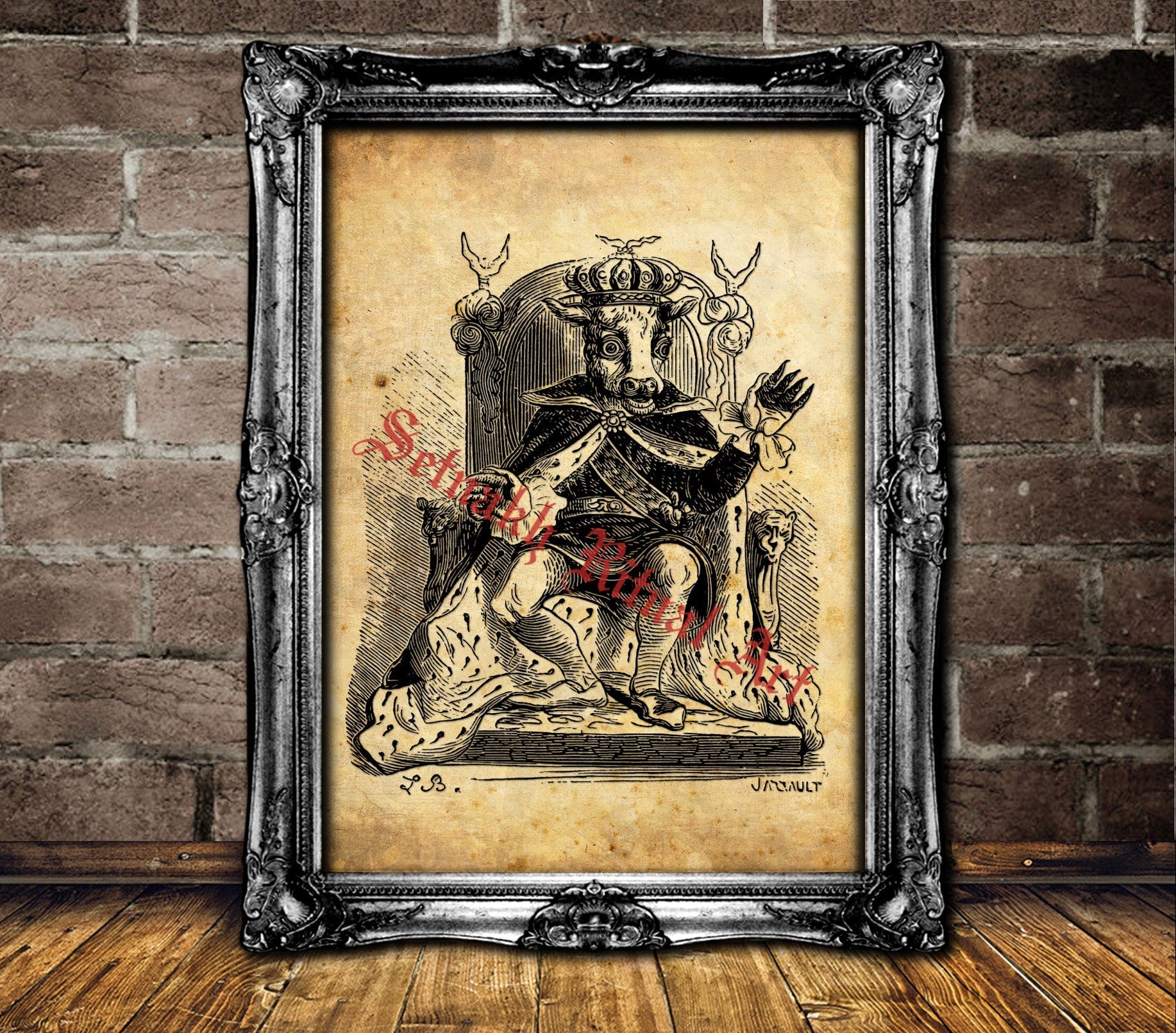 Moloch print, Molech art, occult antique print, medieval satanic poster, magic gift, gothic home decor, Satan #526.1