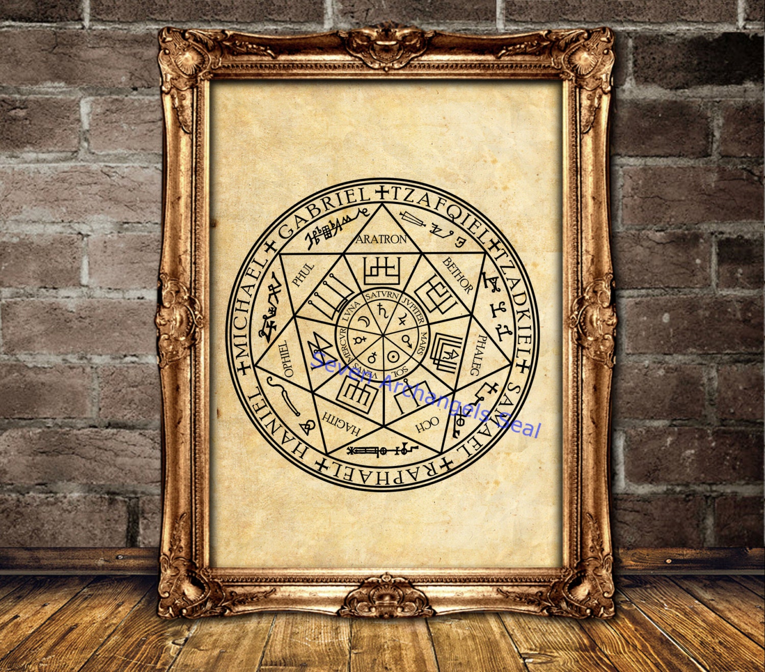 Seven Archangels seal poster, Archangel print, Magic art, Occult wallart, Samael, Raphael, Haniel, Michael, Gabriel, Tzafqiel, Tzadkiel #467