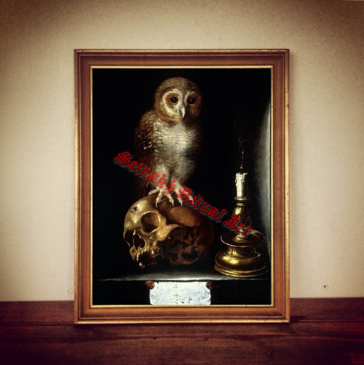 Vanitas and Owl Print, Anonymous, 17th Century – Memento Mori Art, Owl and Skull Illustration, Gothic Poster, Occult Decor, Antique Vintage Home Print #317