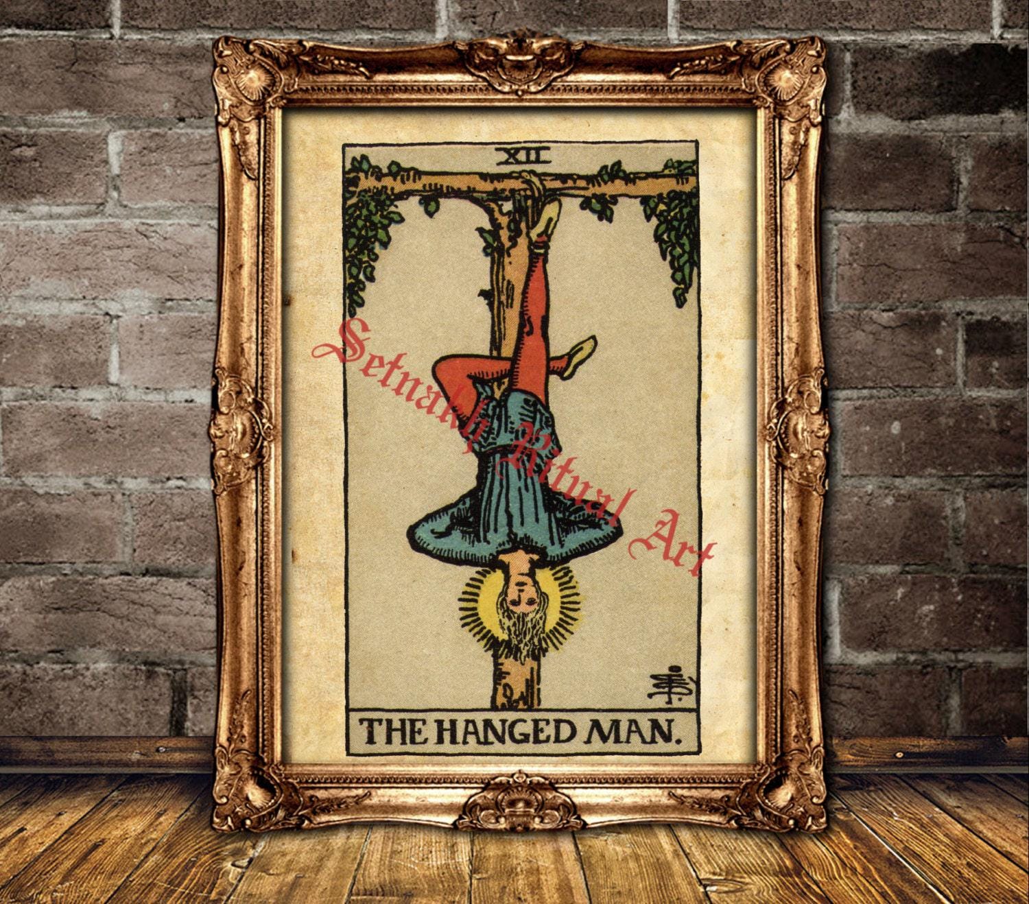 The Hanged Man print, Pause, surrender, letting go, new perspectives, Tarot art, Tarot poster, occultism, magic esoteric home decor #396.12