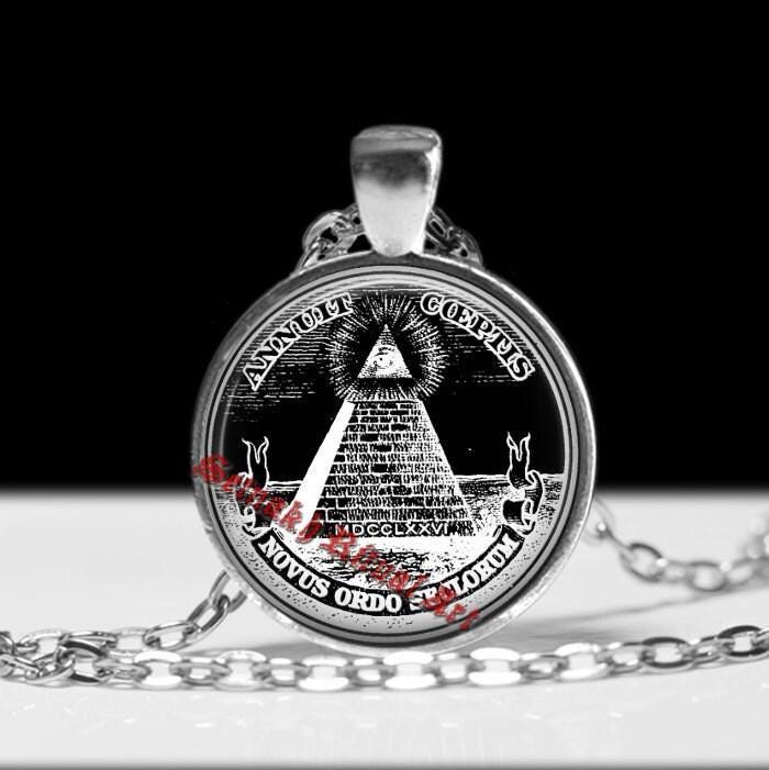 Masonic jewelry, Novus Ordo Seclorum pendant, occult pyramid necklace, magic amulet, esoteric, sacred jewelry #73