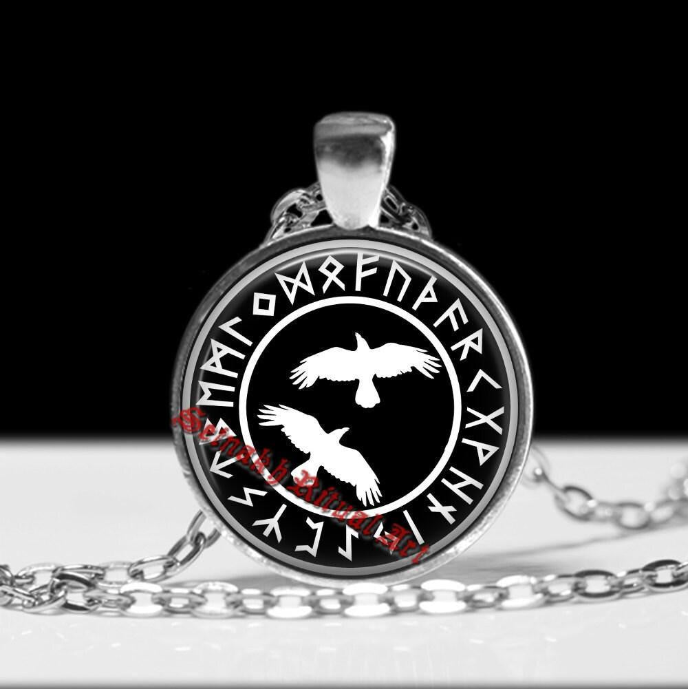 Viking necklace, Huginn and Muninn, Odin's ravens pendant, viking necklace, norse amulet, nordic jewelry, pagan, magic, norse mythology #454