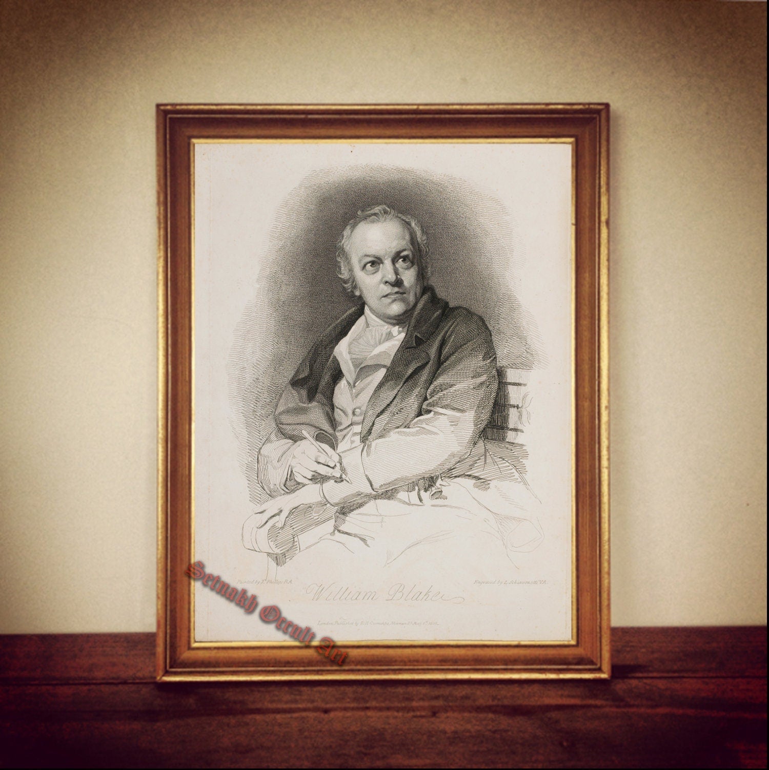 Portrait of William Blake print, poetry, poem, literature, antique print, gothic poster, romantic art, esoteric home decor #PRT1