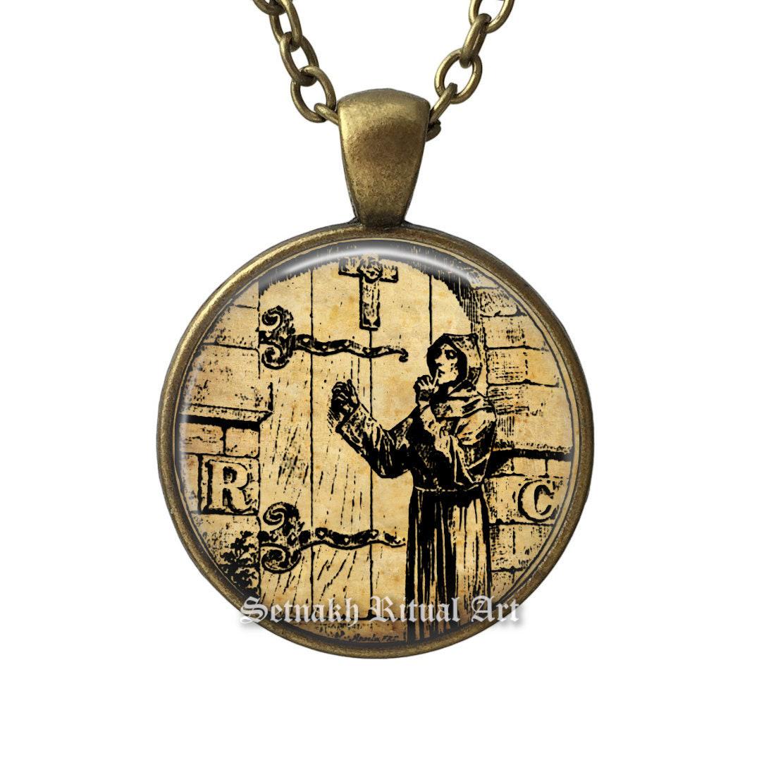 Rosicrucian Secret, R+C talisman, occult pendant, magic pendant, mystic jewelry, occult necklace, Alchemy, Gnosis, Hermetism #A11